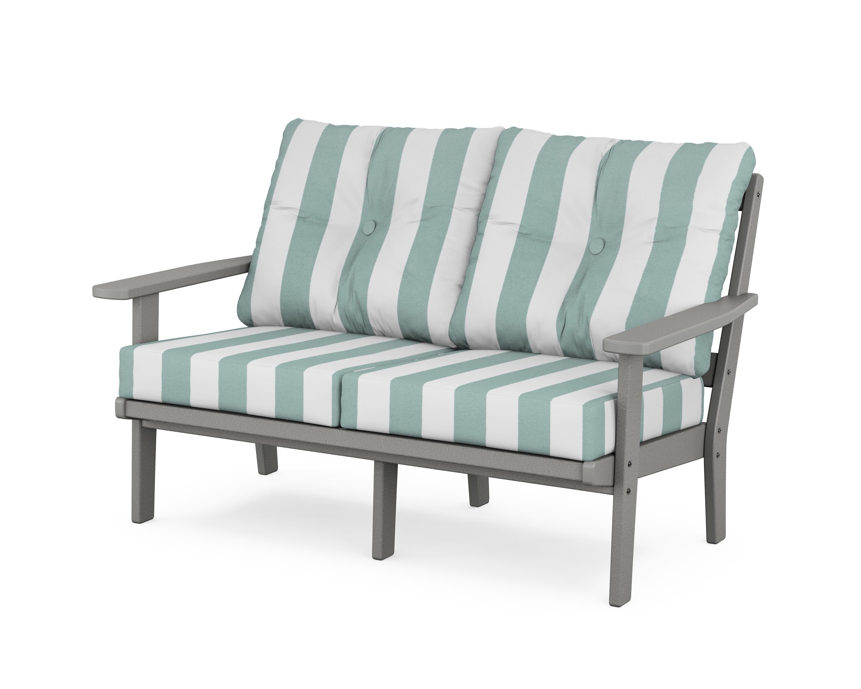 Prairie Deep SeatingLoveseat in Slate Grey / Cabana Stripe Glacier Spa