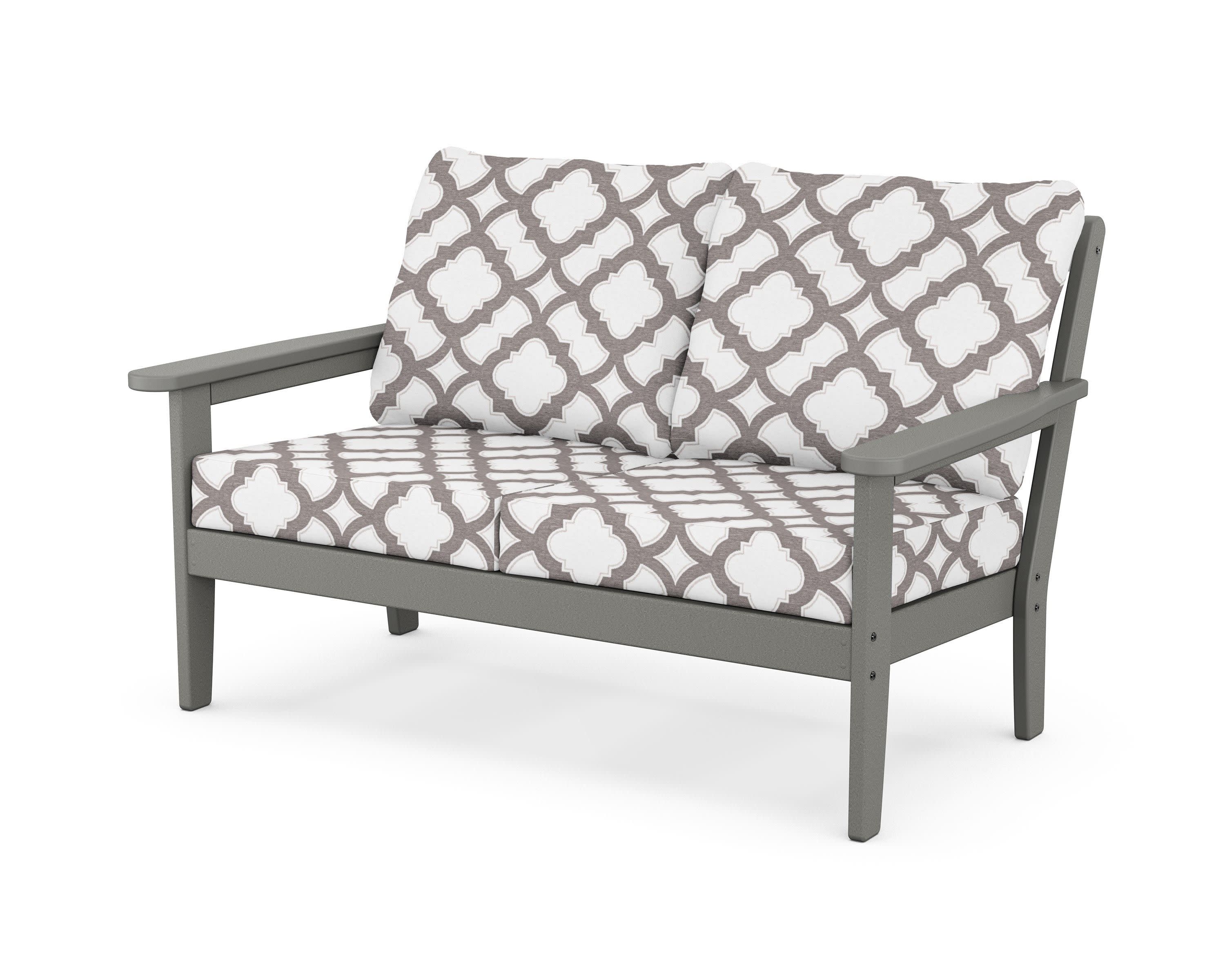 Cottage Deep Seating Loveseat in Slate Grey / Trellis Grey Mist
