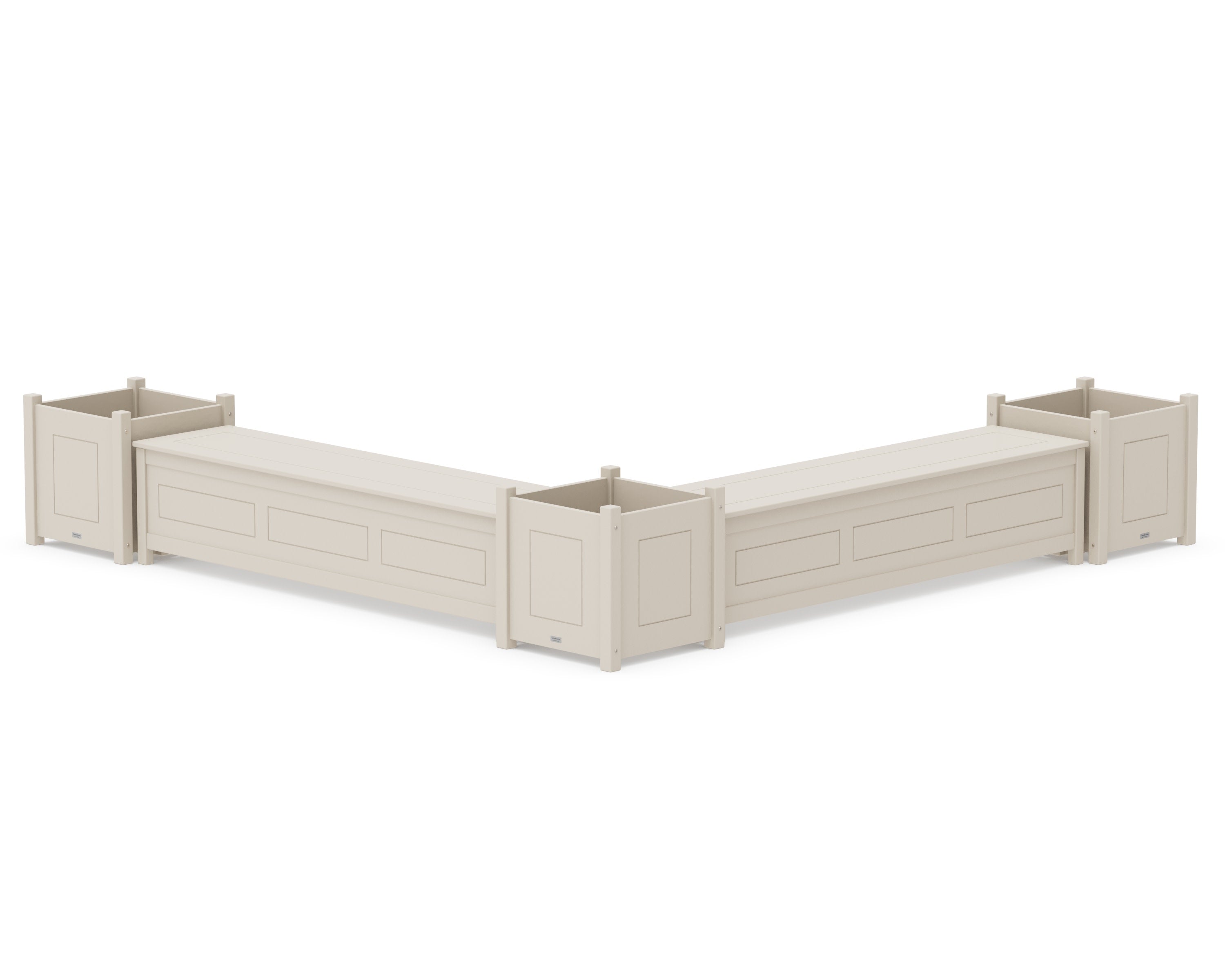 72" Country Living L- Shaped Planter Storage Bench Corner Set- Large in Sand