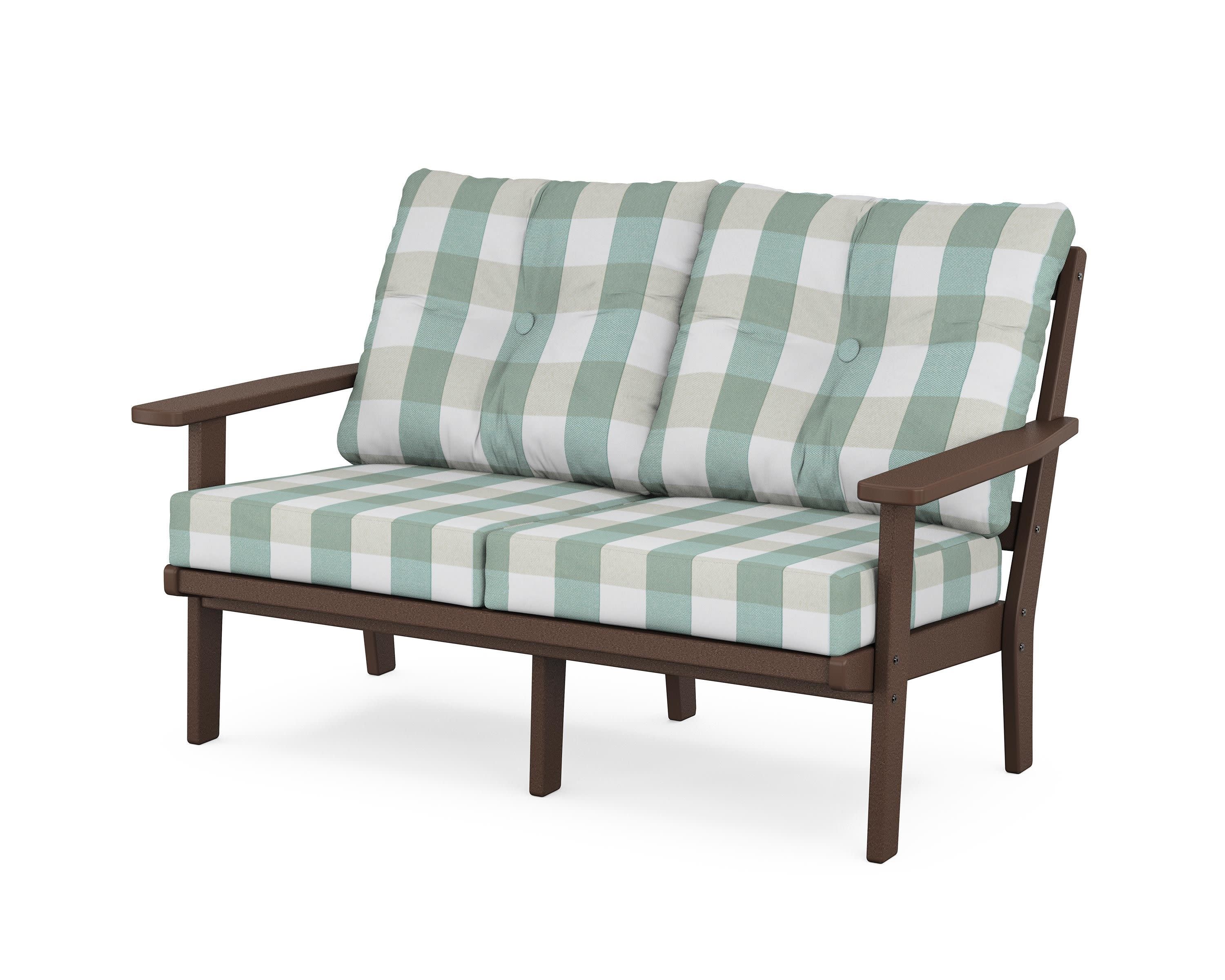 Prairie Deep SeatingLoveseat in Mahogany / Buffalo Plaid Glacier Spa