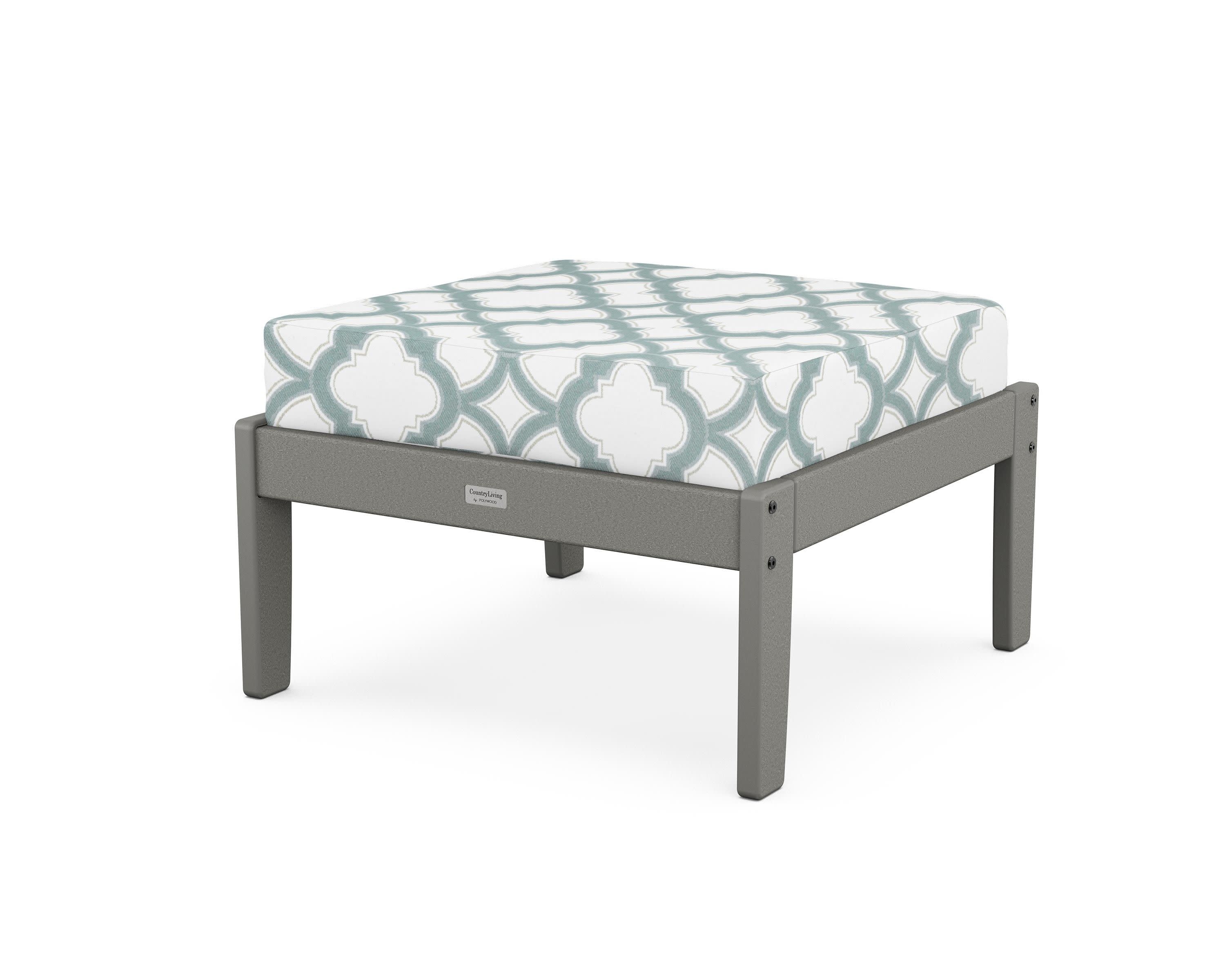 Cottage Deep Seating Ottoman in Slate Grey / Trellis Glacier Spa