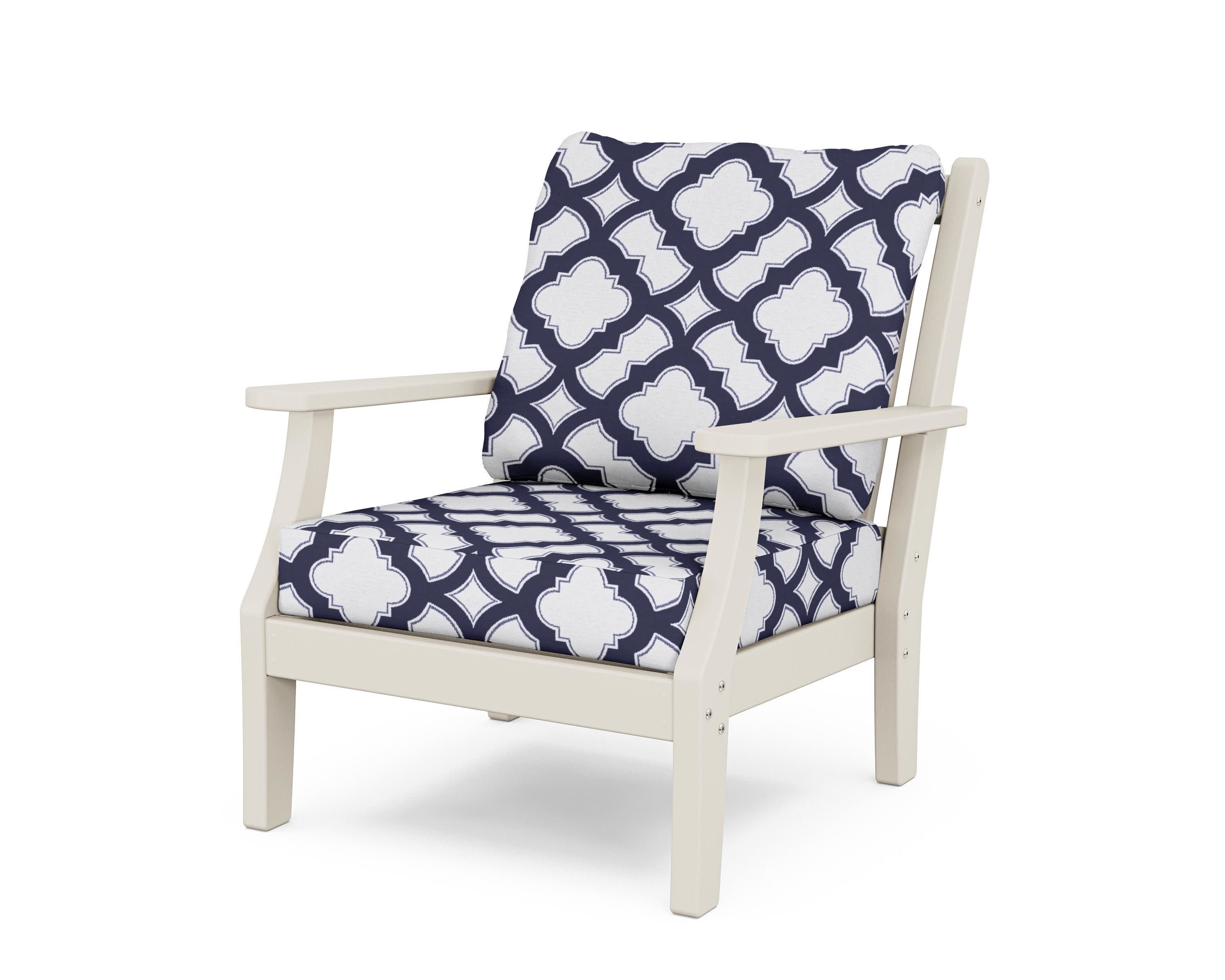 Wovendale Deep Seating Chair in Sand / Trellis Navy