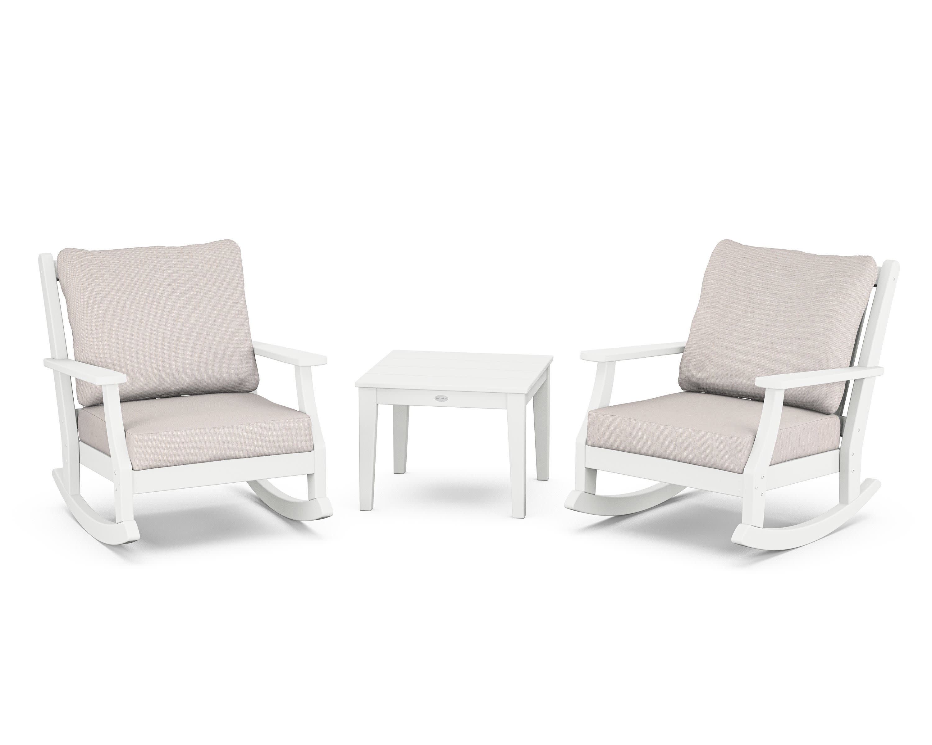 Wovendale 3-Piece Deep Seating Rocker Set in White / Dune Burlap