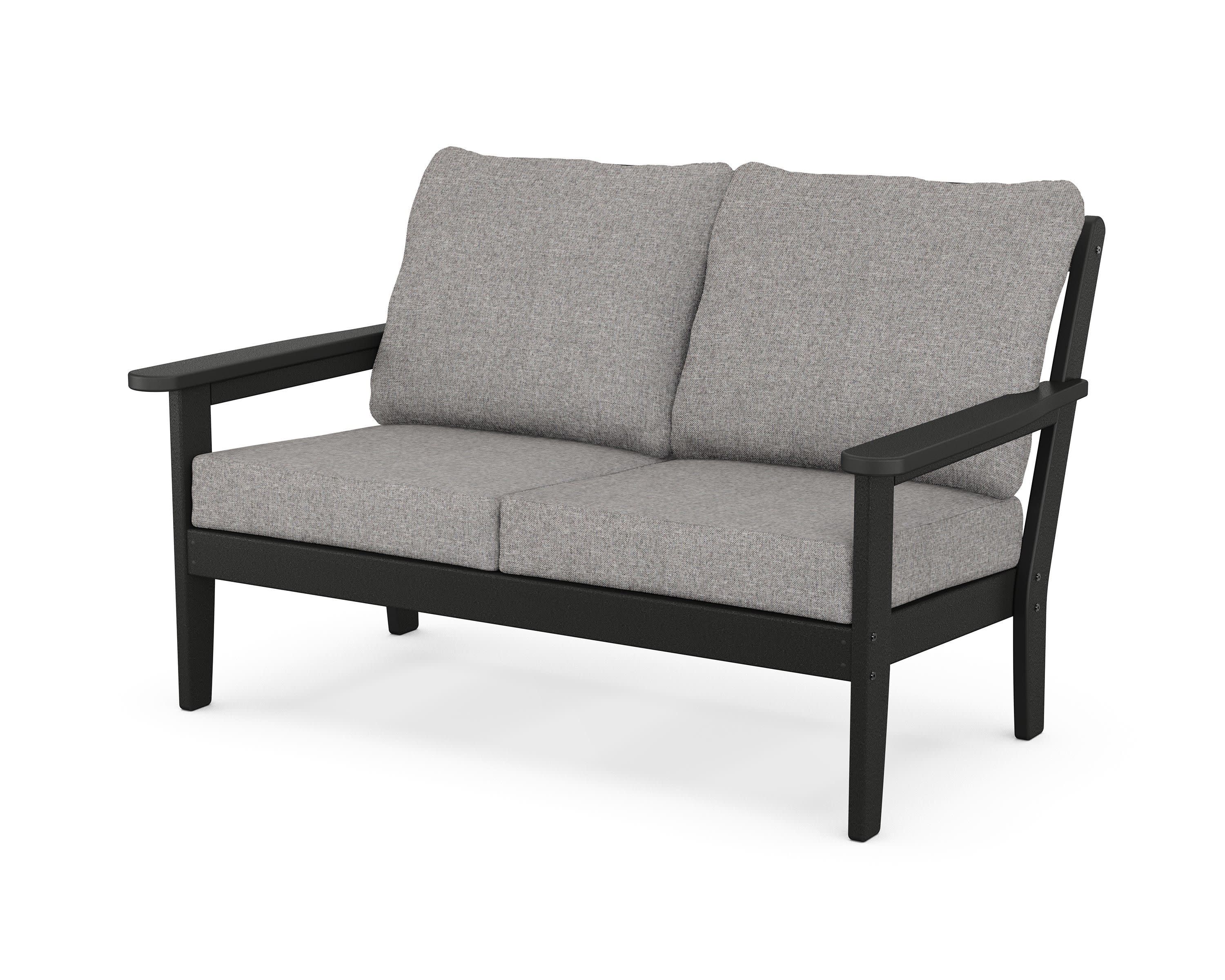 Cottage Deep Seating Loveseat in Black / Grey Mist