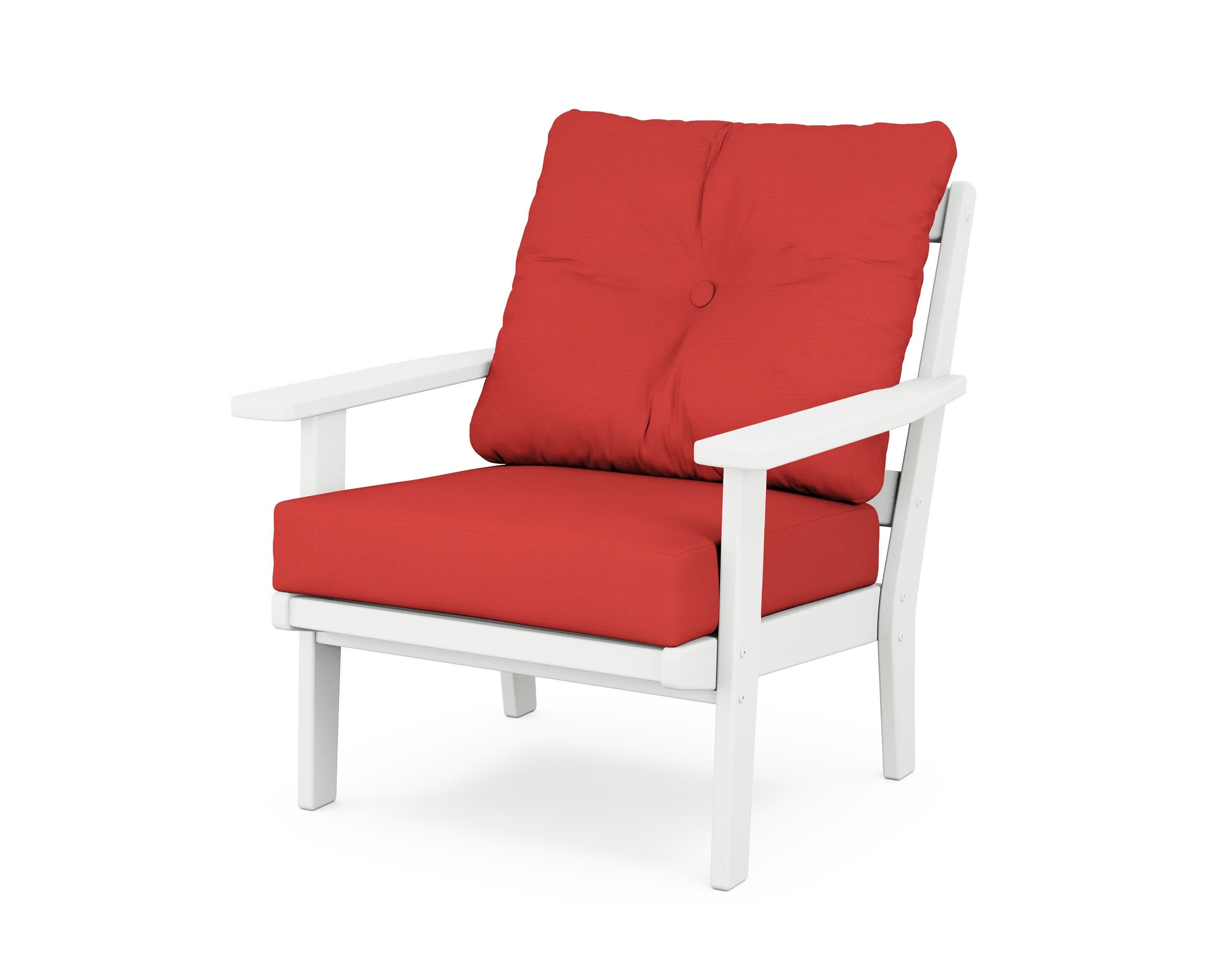 Prairie Deep Seating Chair in White / Crimson Linen