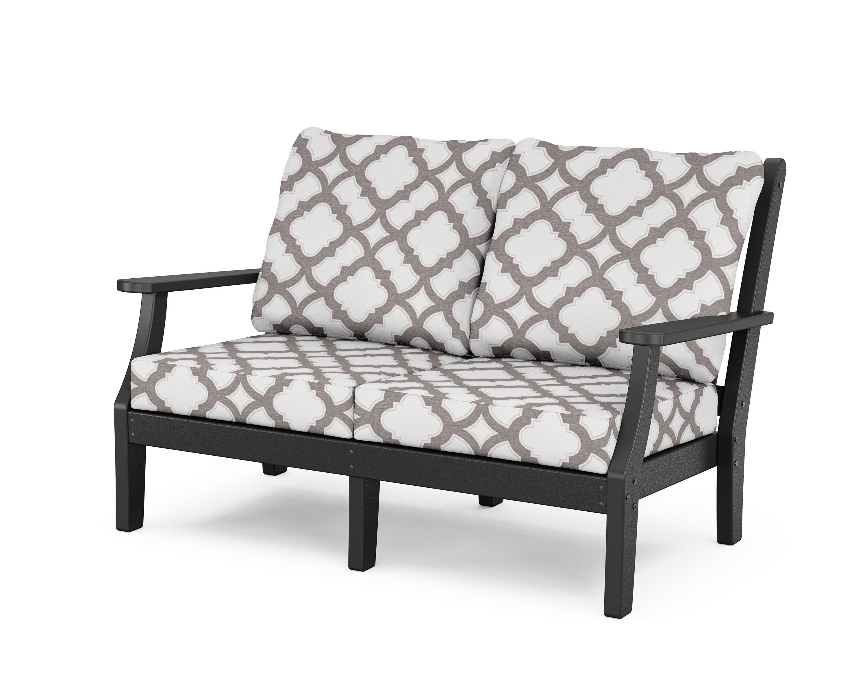 Wovendale Deep Seating Loveseat in Black / Trellis Grey Mist