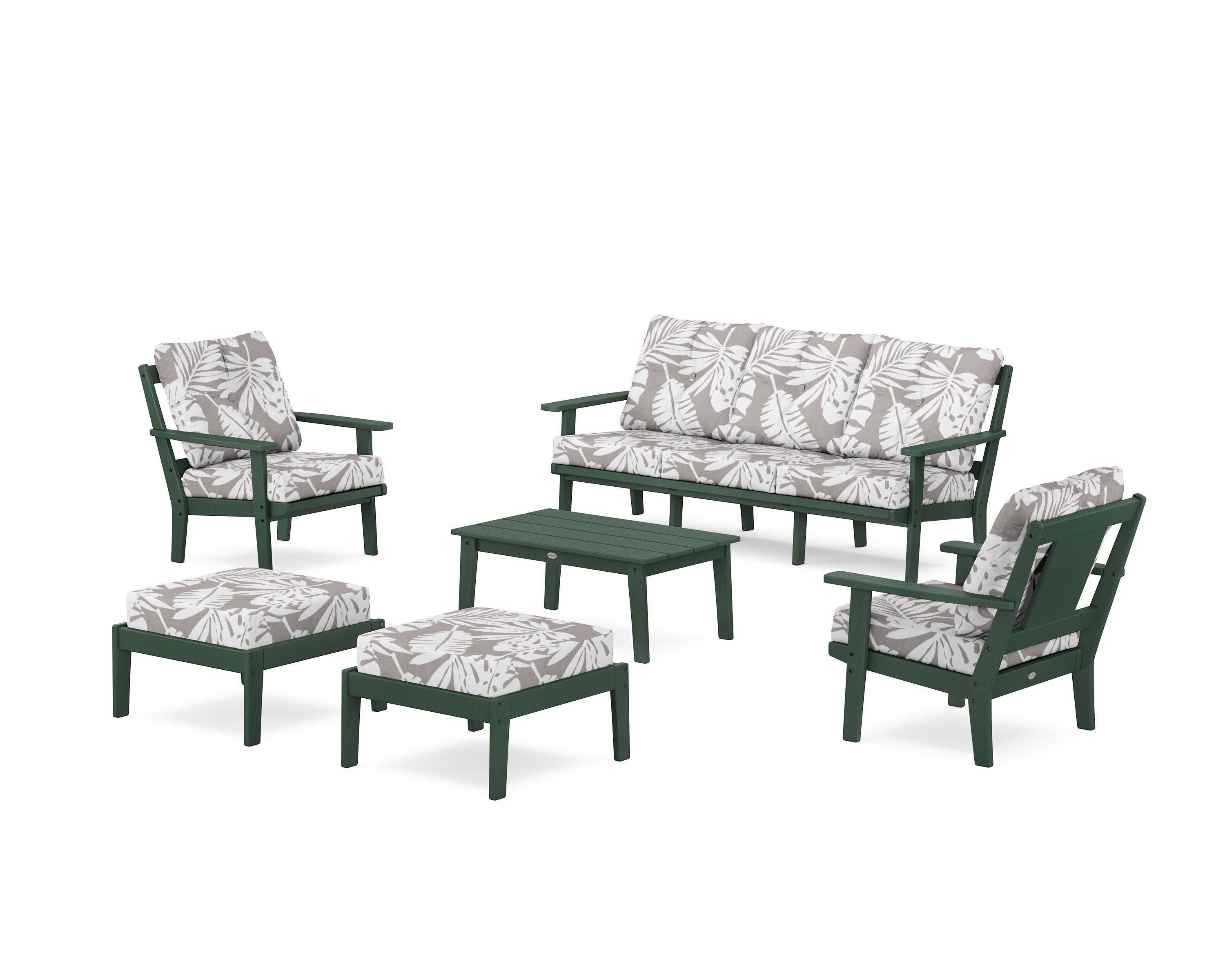 Prairie 6-Piece Lounge Sofa Set in Green / Leaf Grey Mist