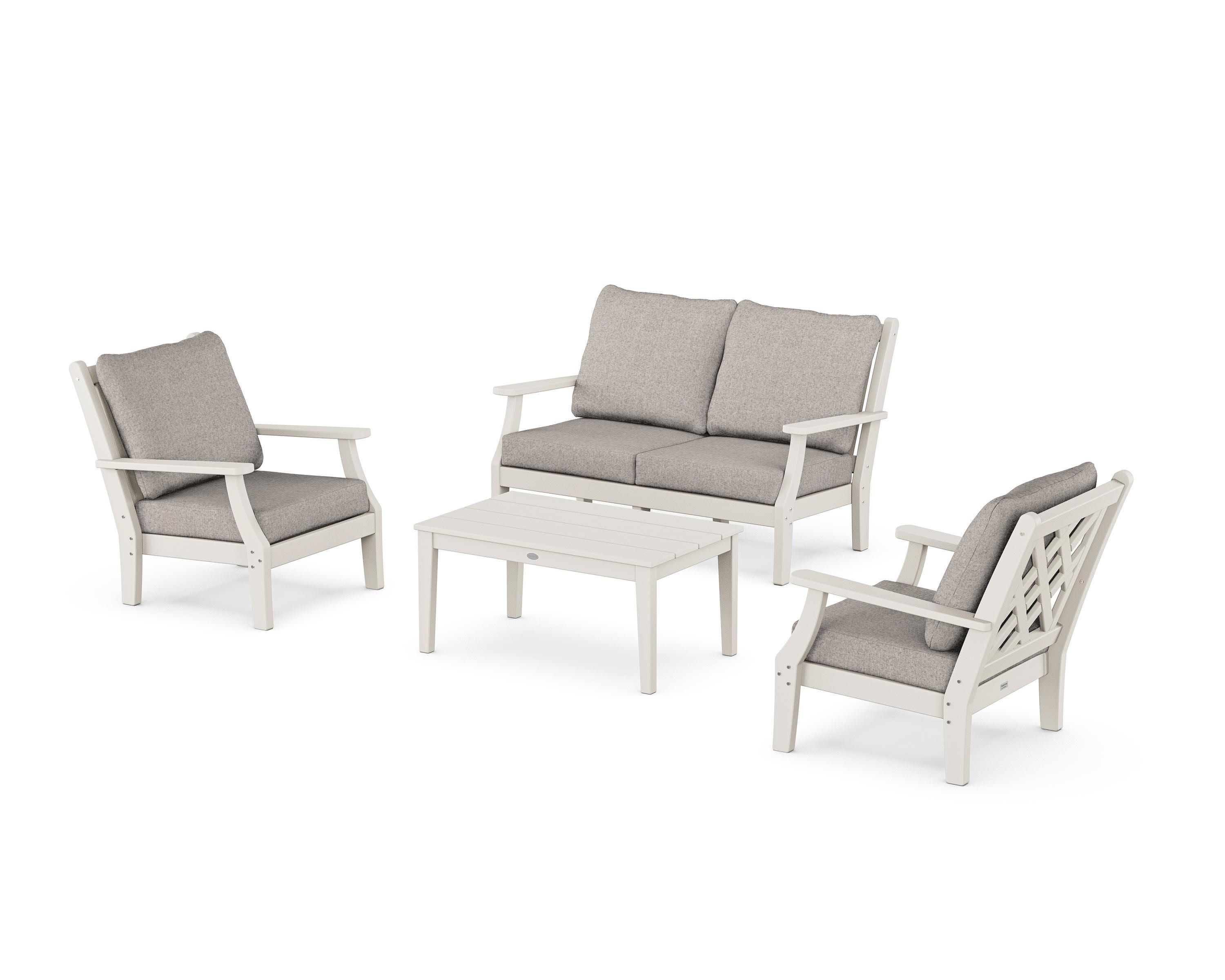 Wovendale 4-Piece Deep Seating Set with Loveseat in Sand / Weathered Tweed