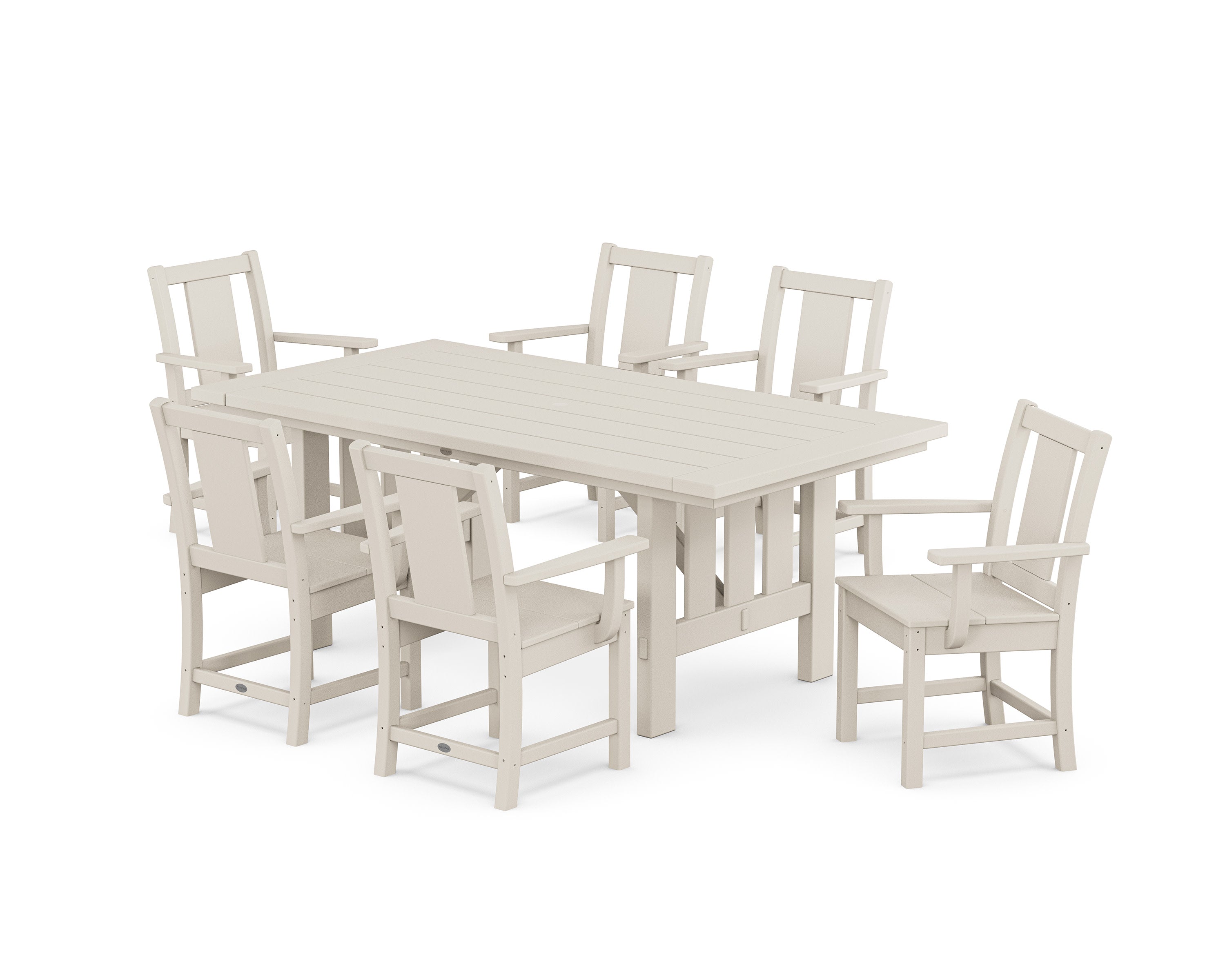Prairie Arm Chair 7-Piece Mission Dining Set in Sand