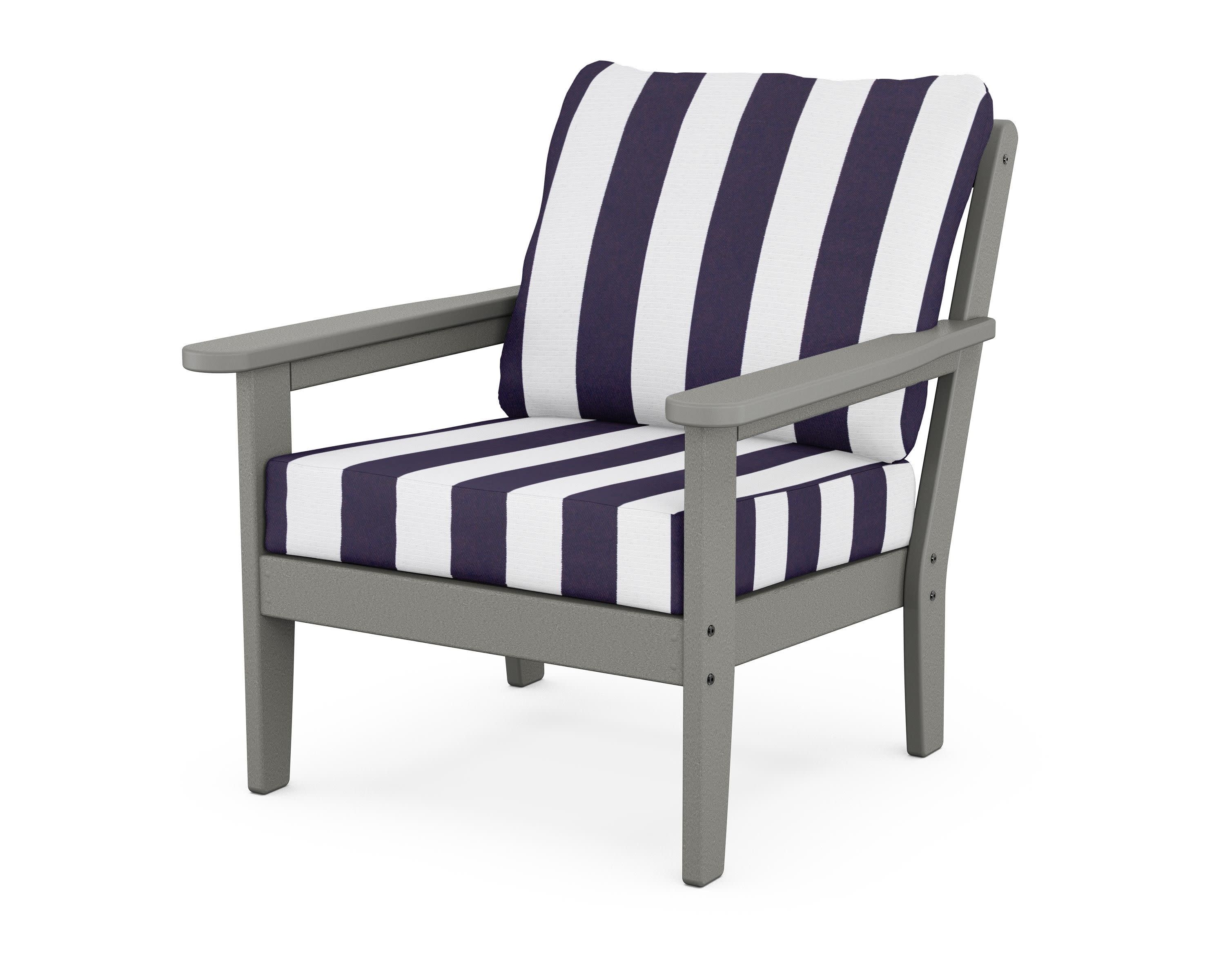 Cottage Deep Seating Chair in Slate Grey / Cabana Stripe Navy