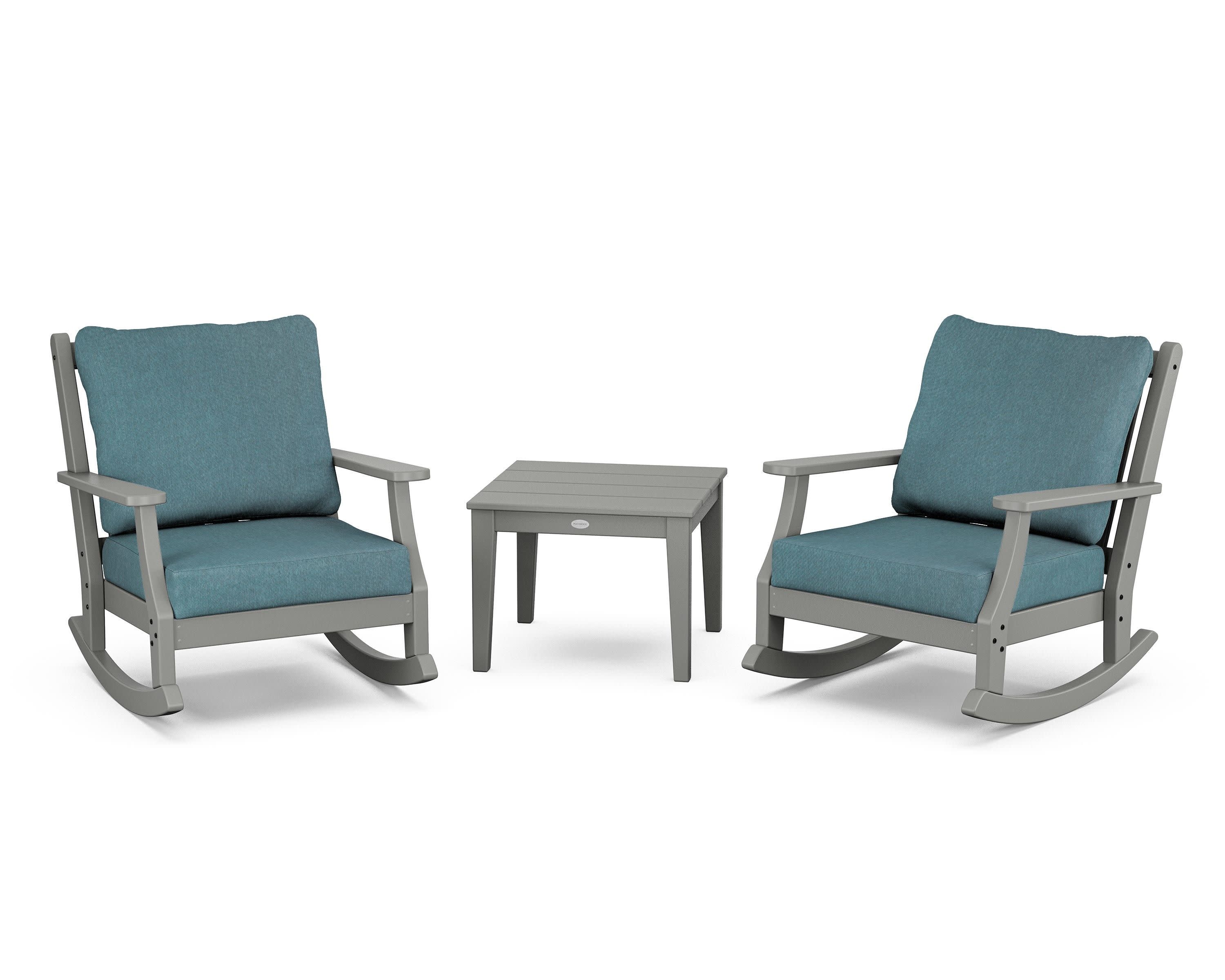 Wovendale 3-Piece Deep Seating Rocker Set in Slate Grey / Ocean Teal