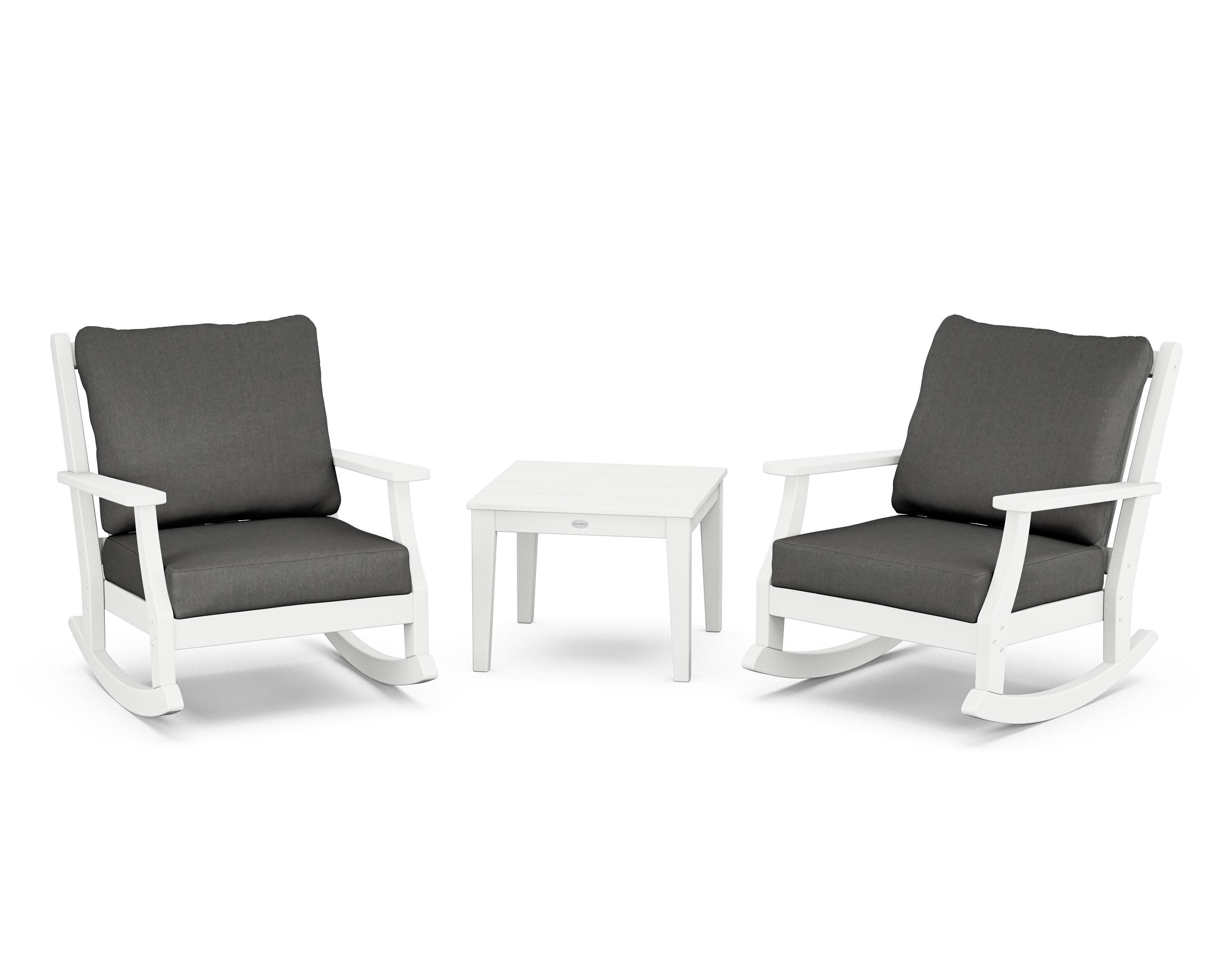 Wovendale 3-Piece Deep Seating Rocker Set in White / Spectrum Carbon