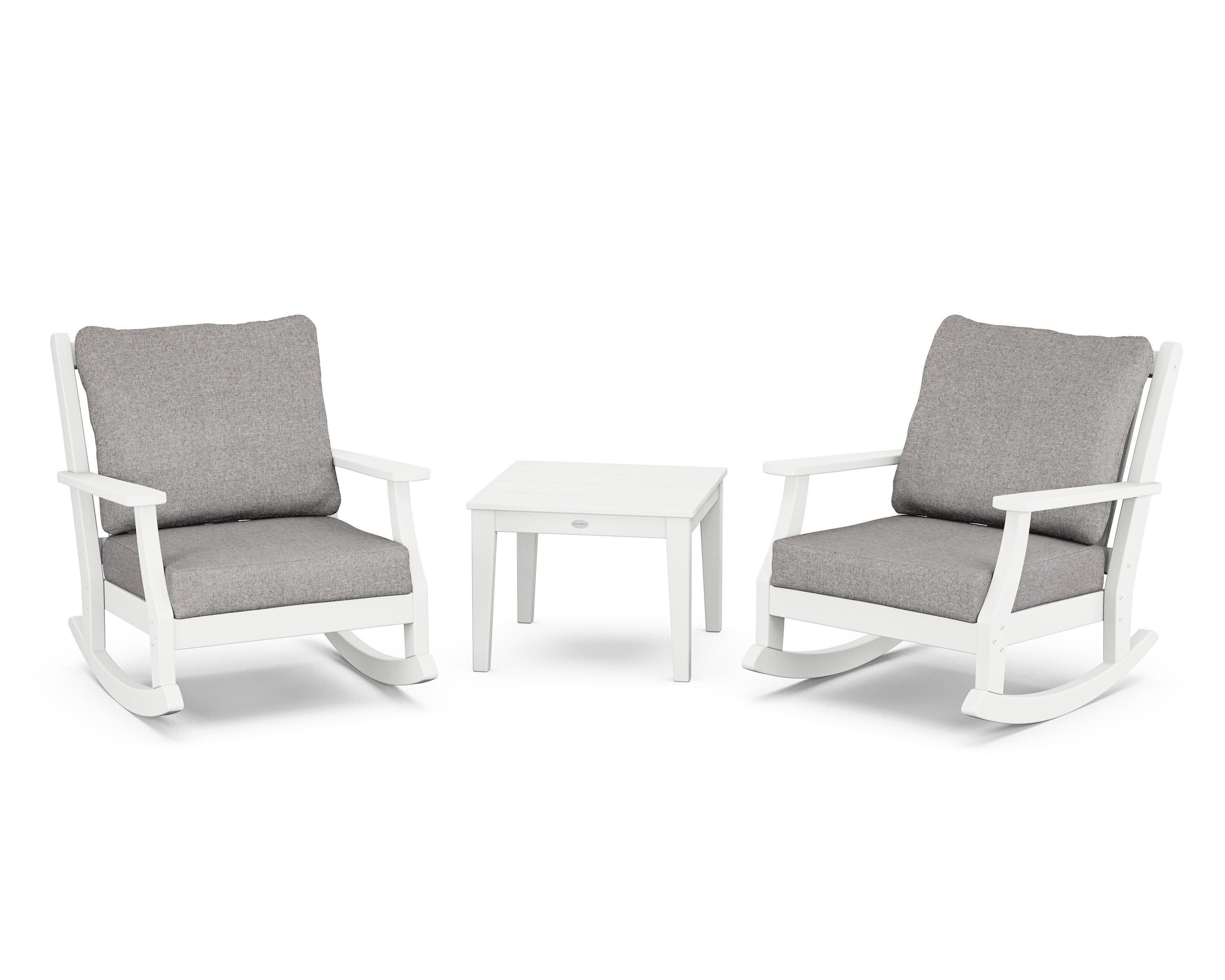Wovendale 3-Piece Deep Seating Rocker Set in White / Grey Mist