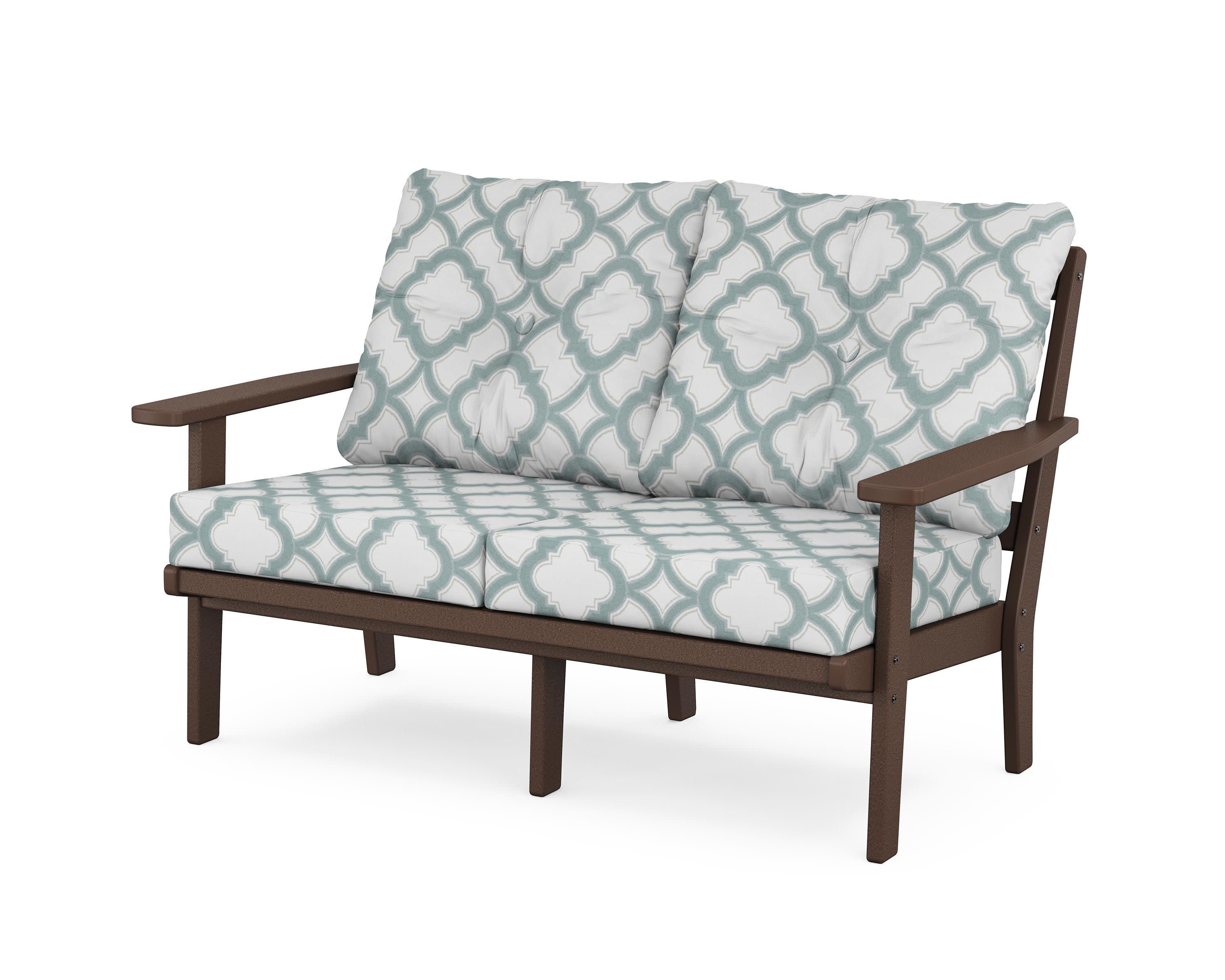 Prairie Deep SeatingLoveseat in Mahogany / Trellis Glacier Spa