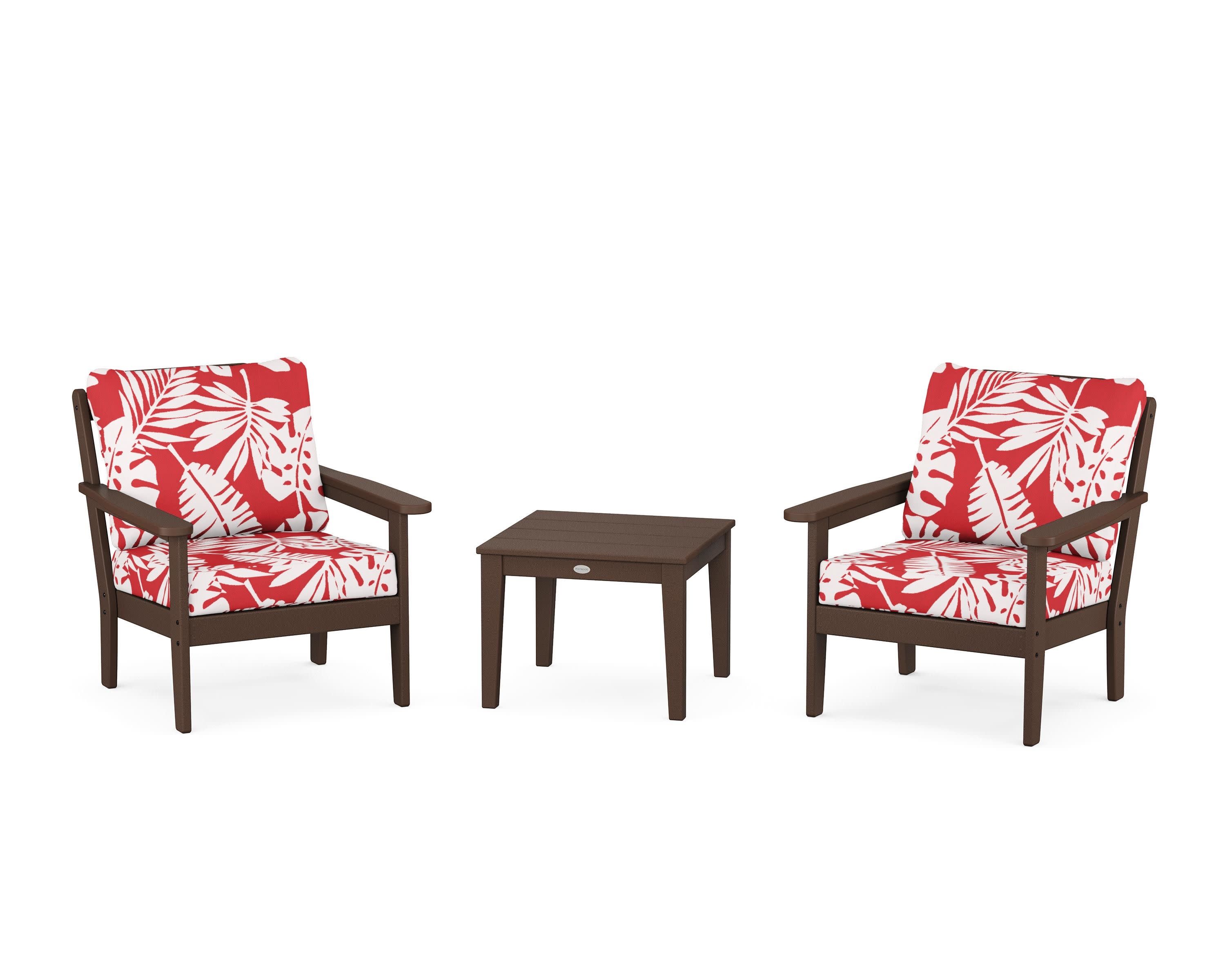 Cottage 3-Piece Deep Seating Set in Mahogany / Leaf Crimson