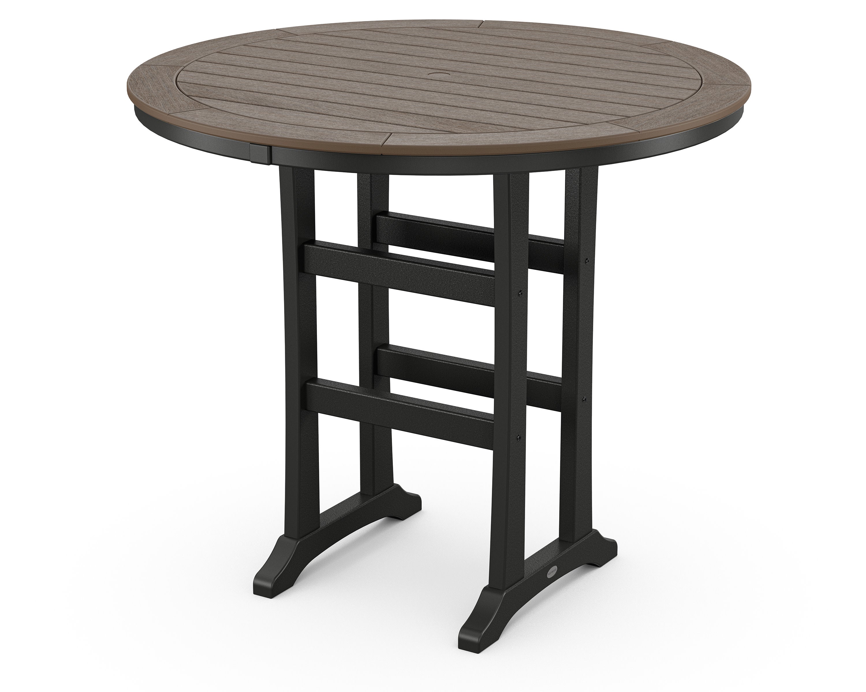 Nautical Trestle 48" Round Bar Table in Black / Kona