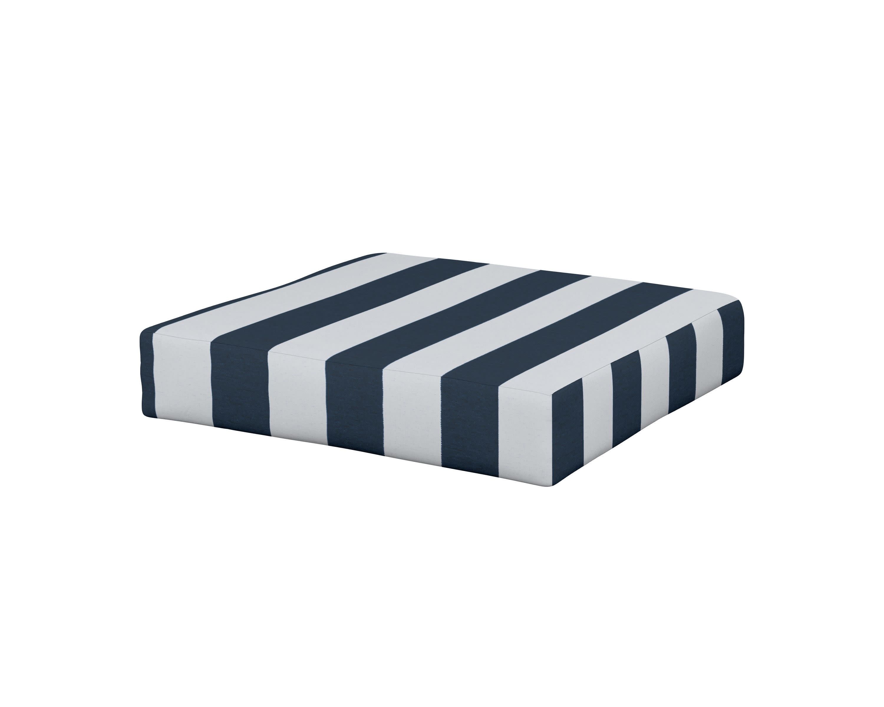 Vineyard Ottoman Cushion in Cabana Stripe Marine Indigo