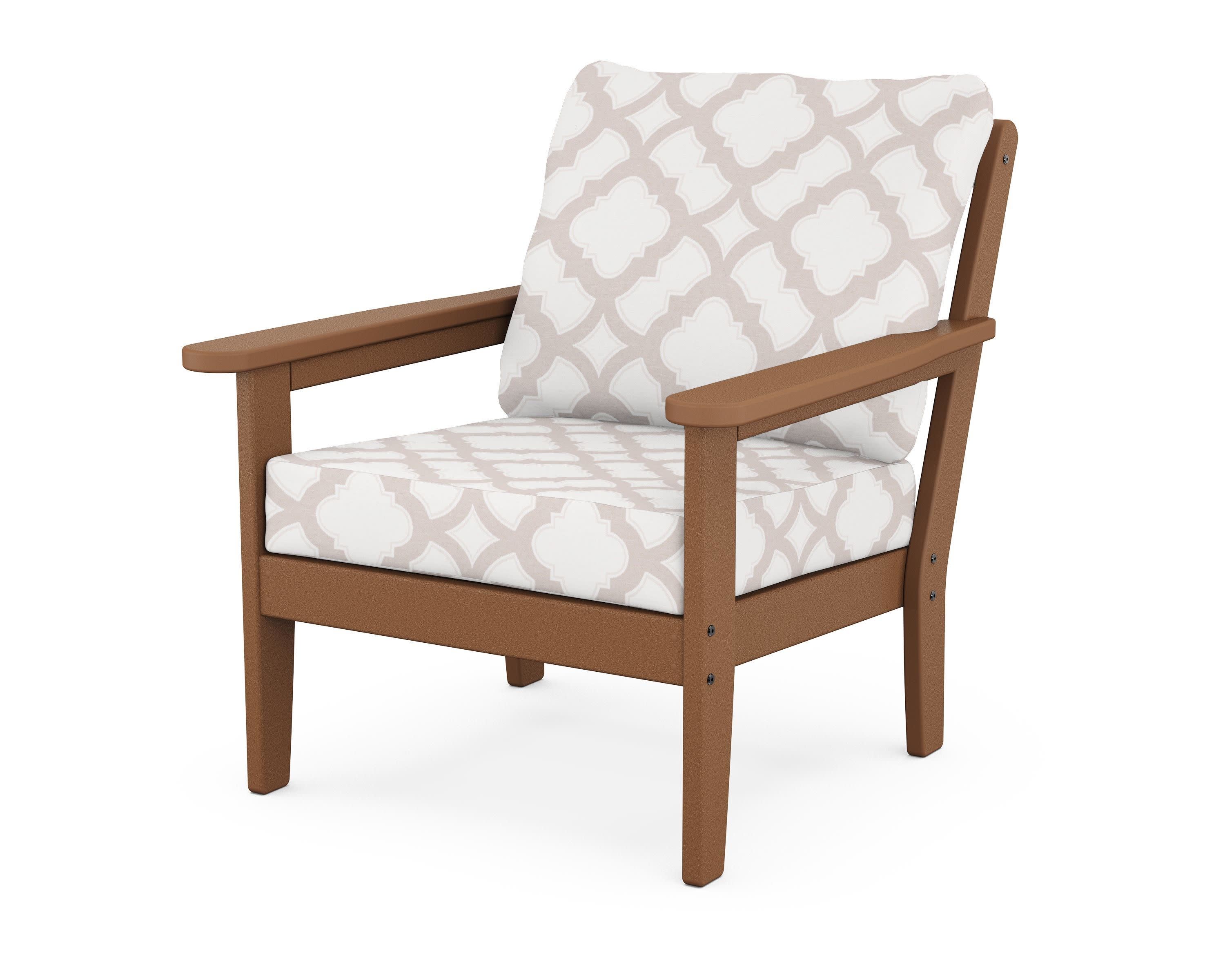 Cottage Deep Seating Chair in Teak / Trellis Dune Burlap