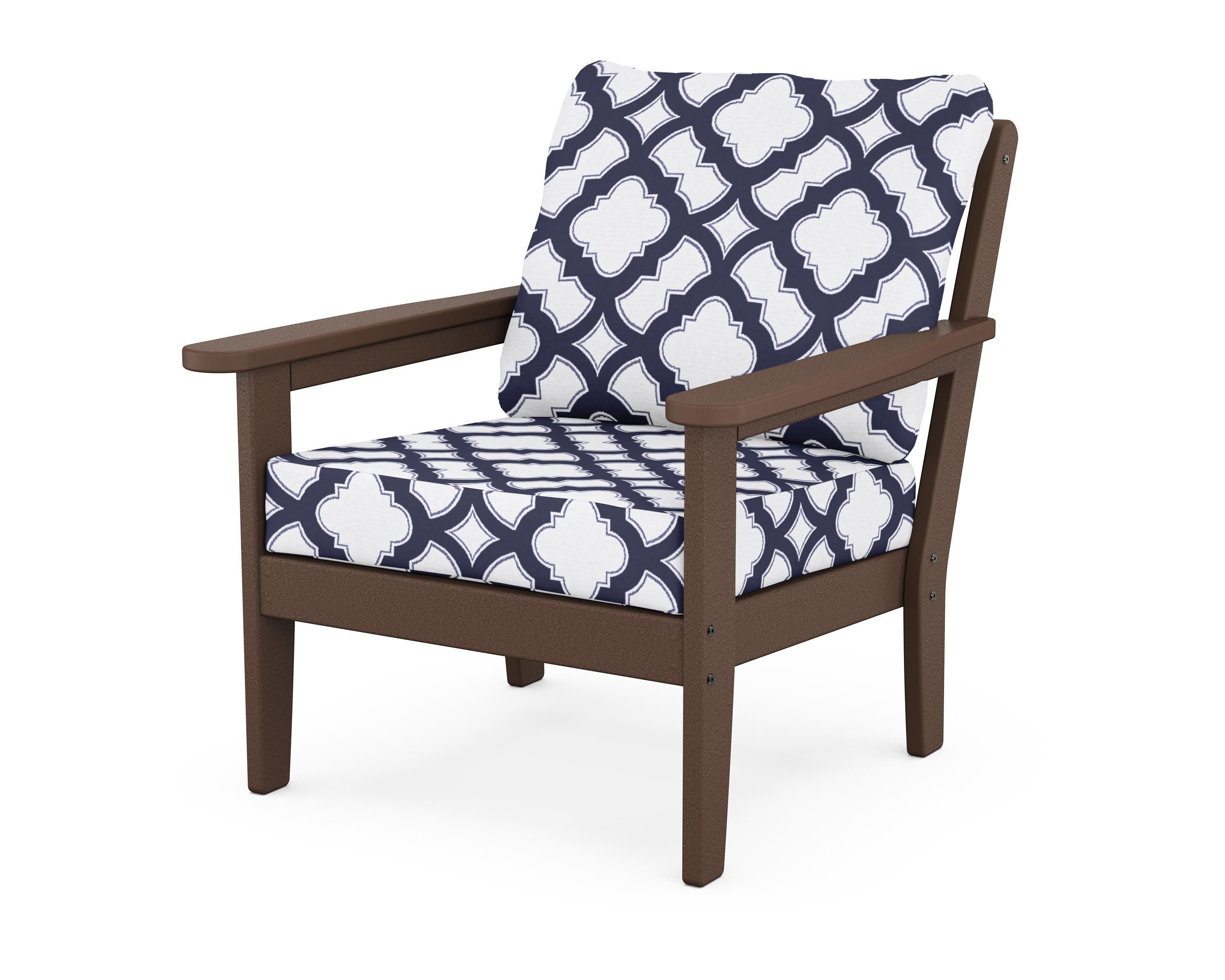 Cottage Deep Seating Chair in Mahogany / Trellis Navy