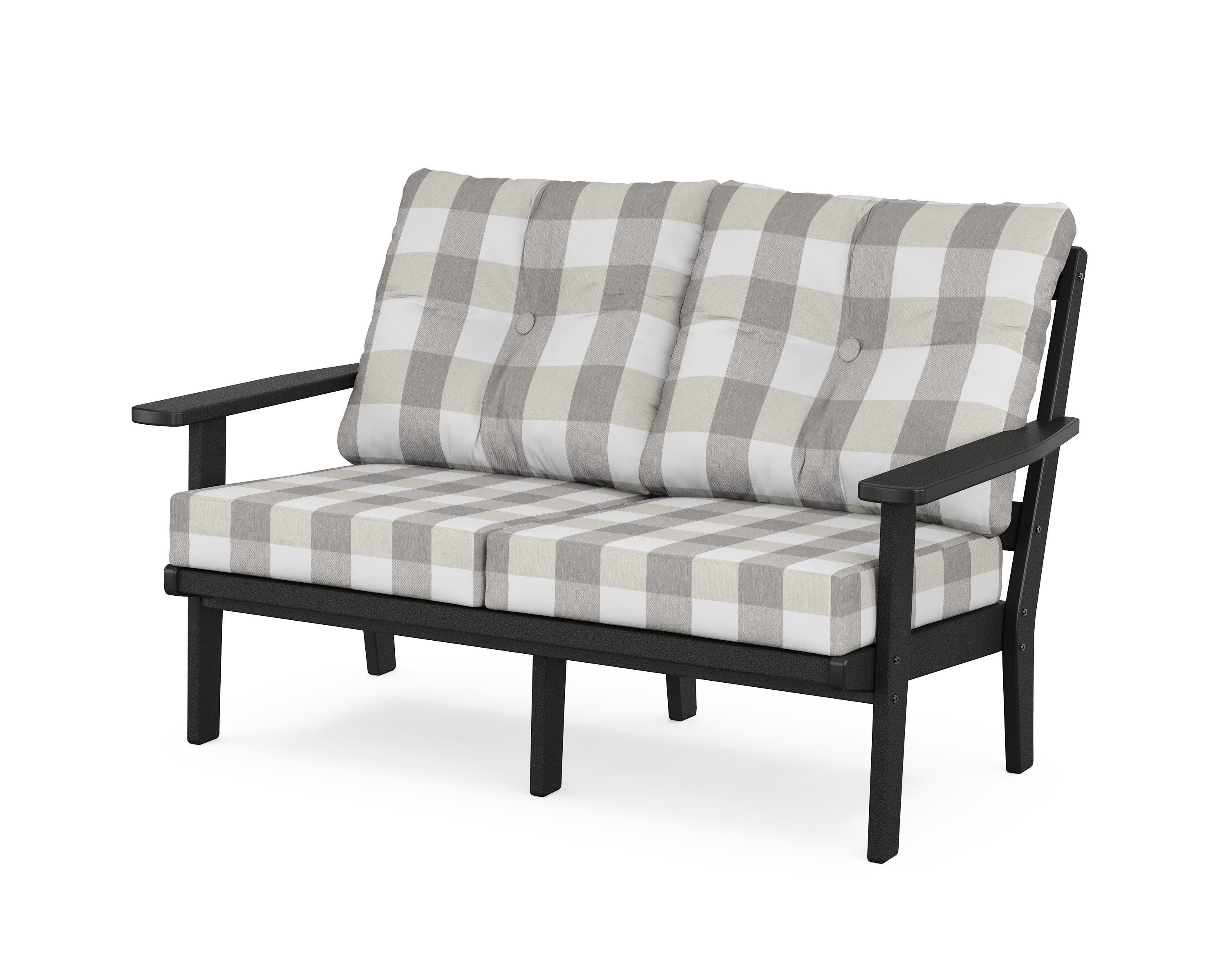 Prairie Deep SeatingLoveseat in Black / Buffalo Plaid Grey Mist