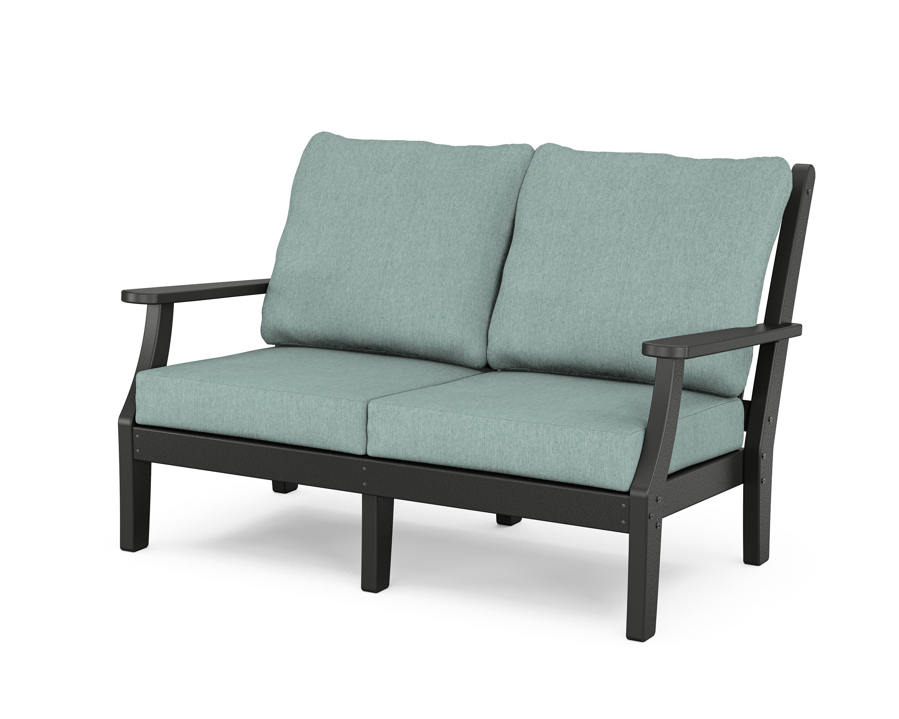 Wovendale Deep Seating Loveseat in Black / Glacier Spa