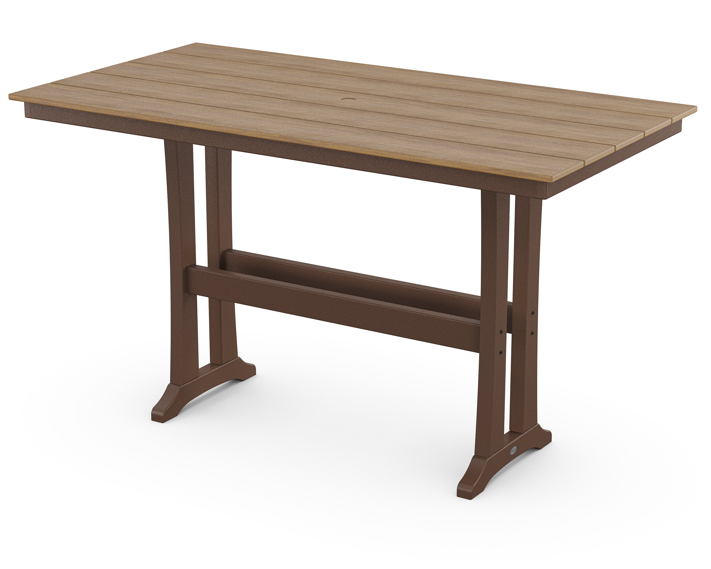 Farmhouse Trestle 37" x 72" Bar Table in Mahogany / Natural