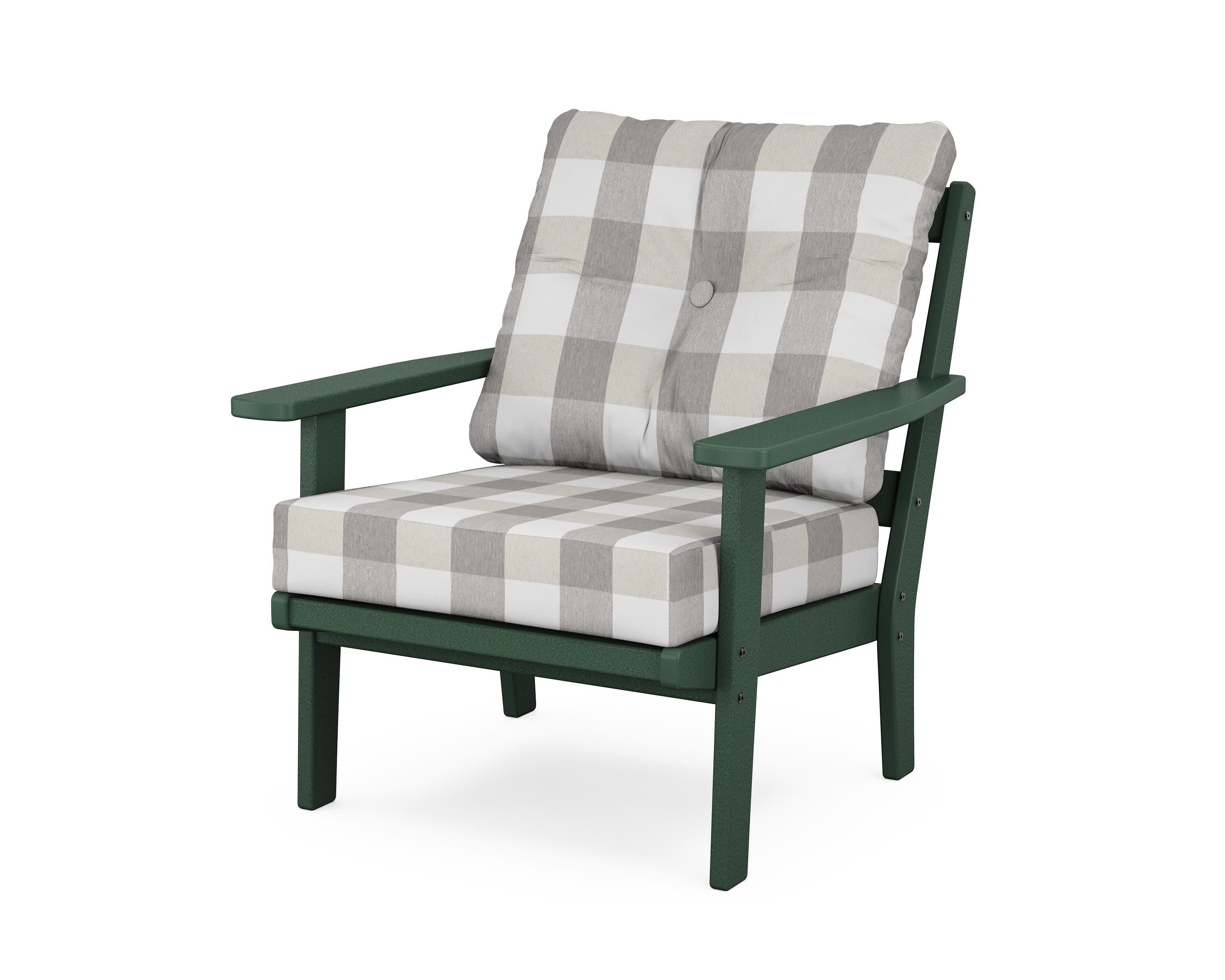 Prairie Deep Seating Chair in Green / Buffalo Plaid Grey Mist