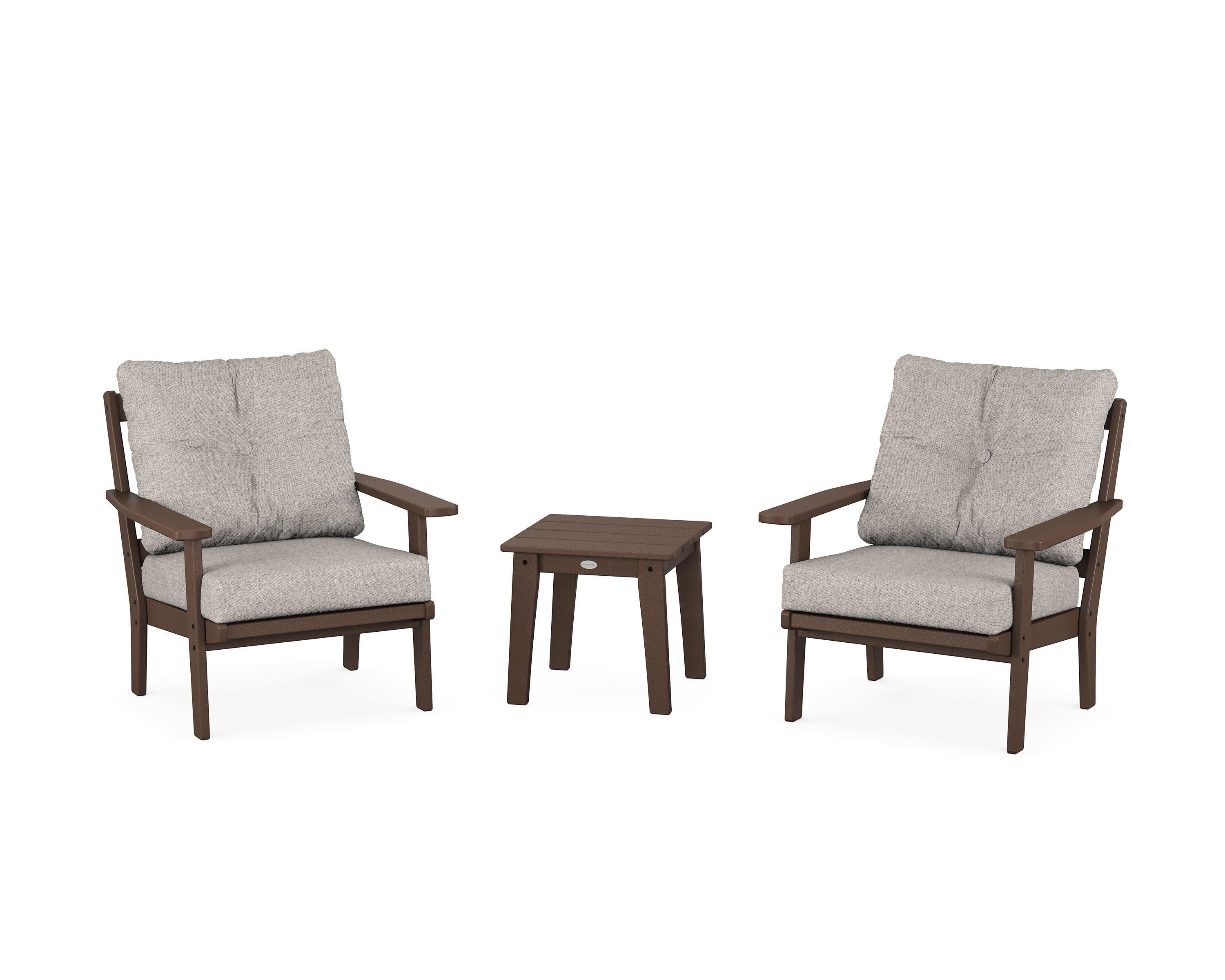 Prairie 3-Piece Deep Seating Set in Mahogany / Weathered Tweed