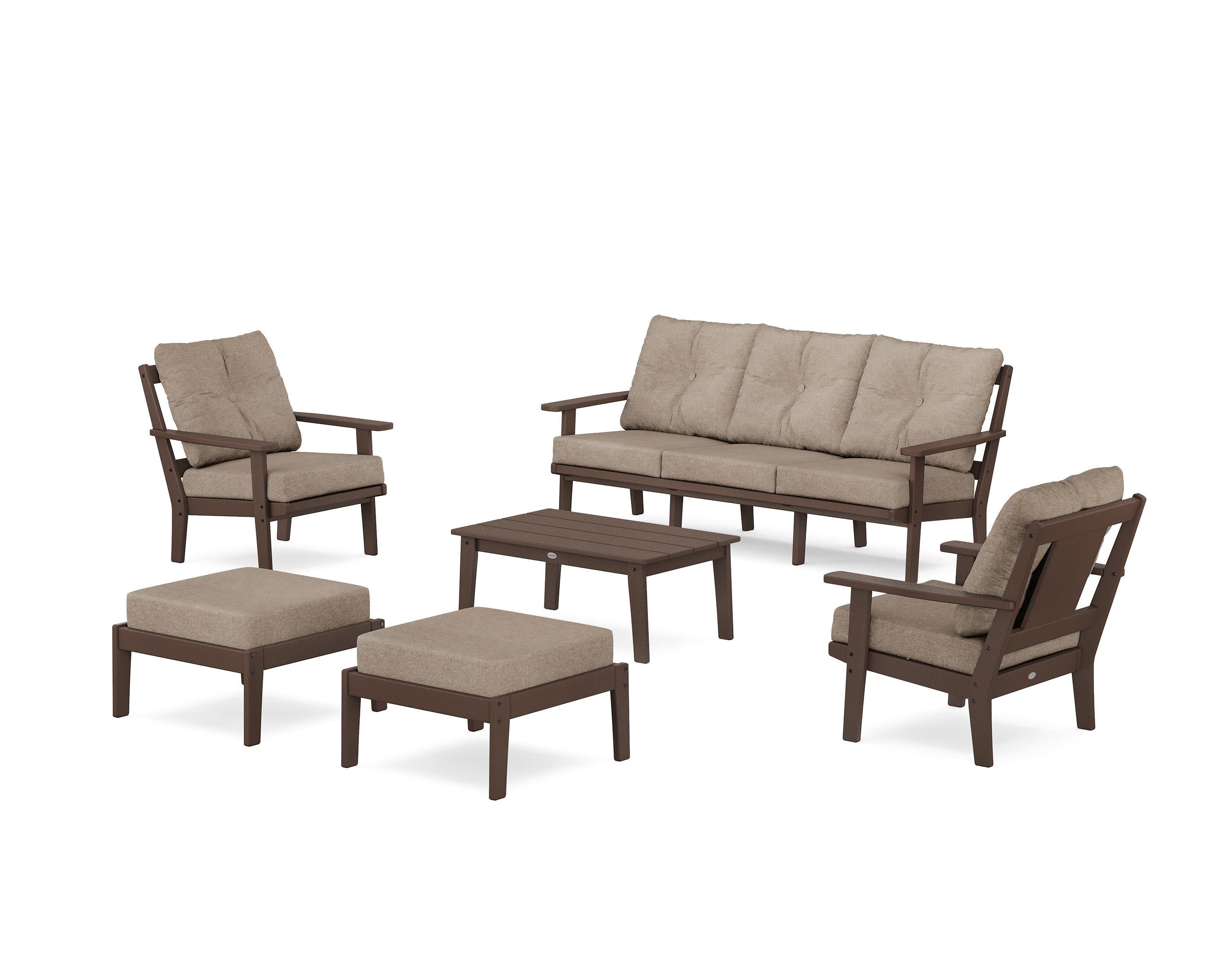 Prairie 6-Piece Lounge Sofa Set in Mahogany / Spiced Burlap