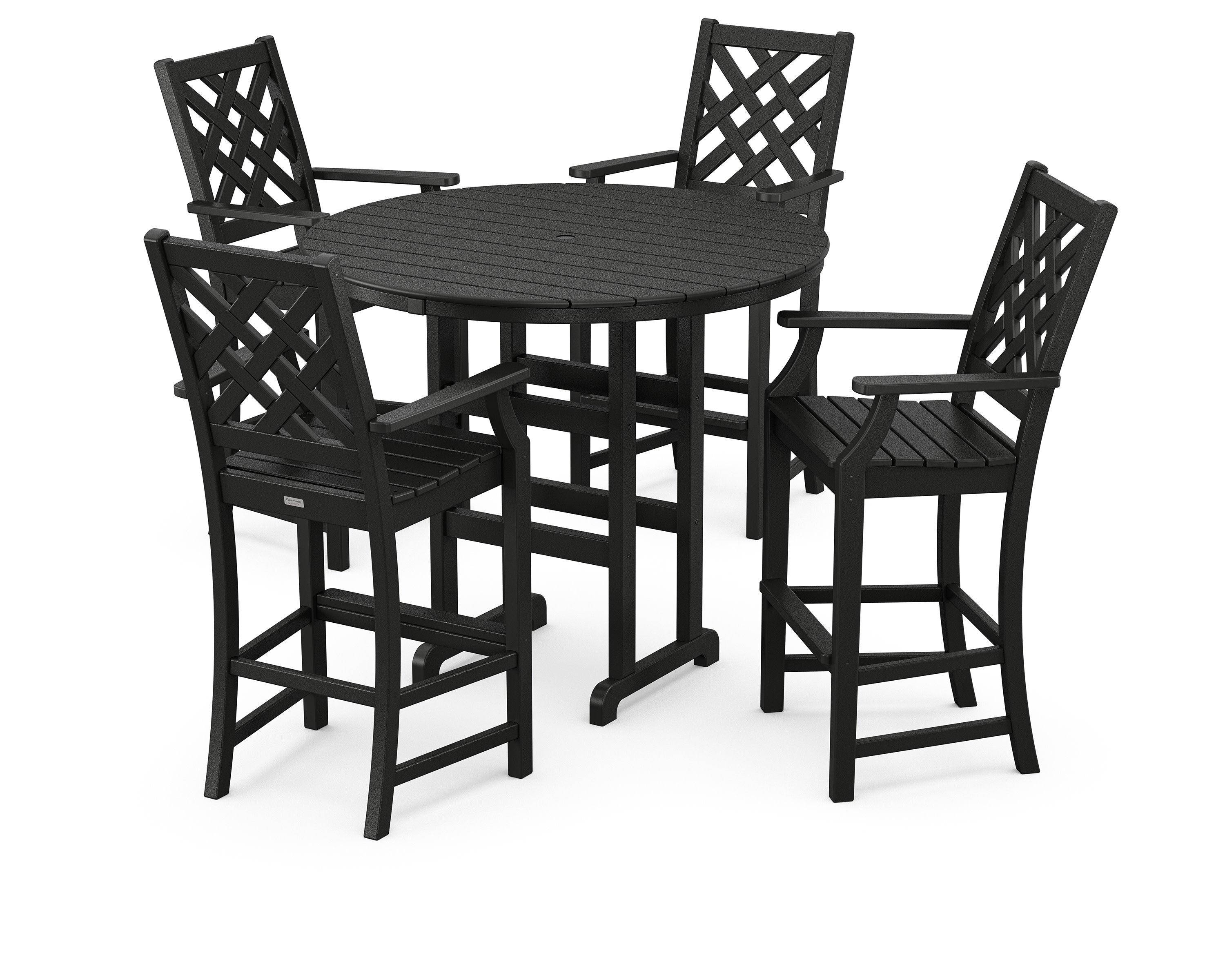 Wovendale 5-Piece Round Farmhouse Bar Set in Black