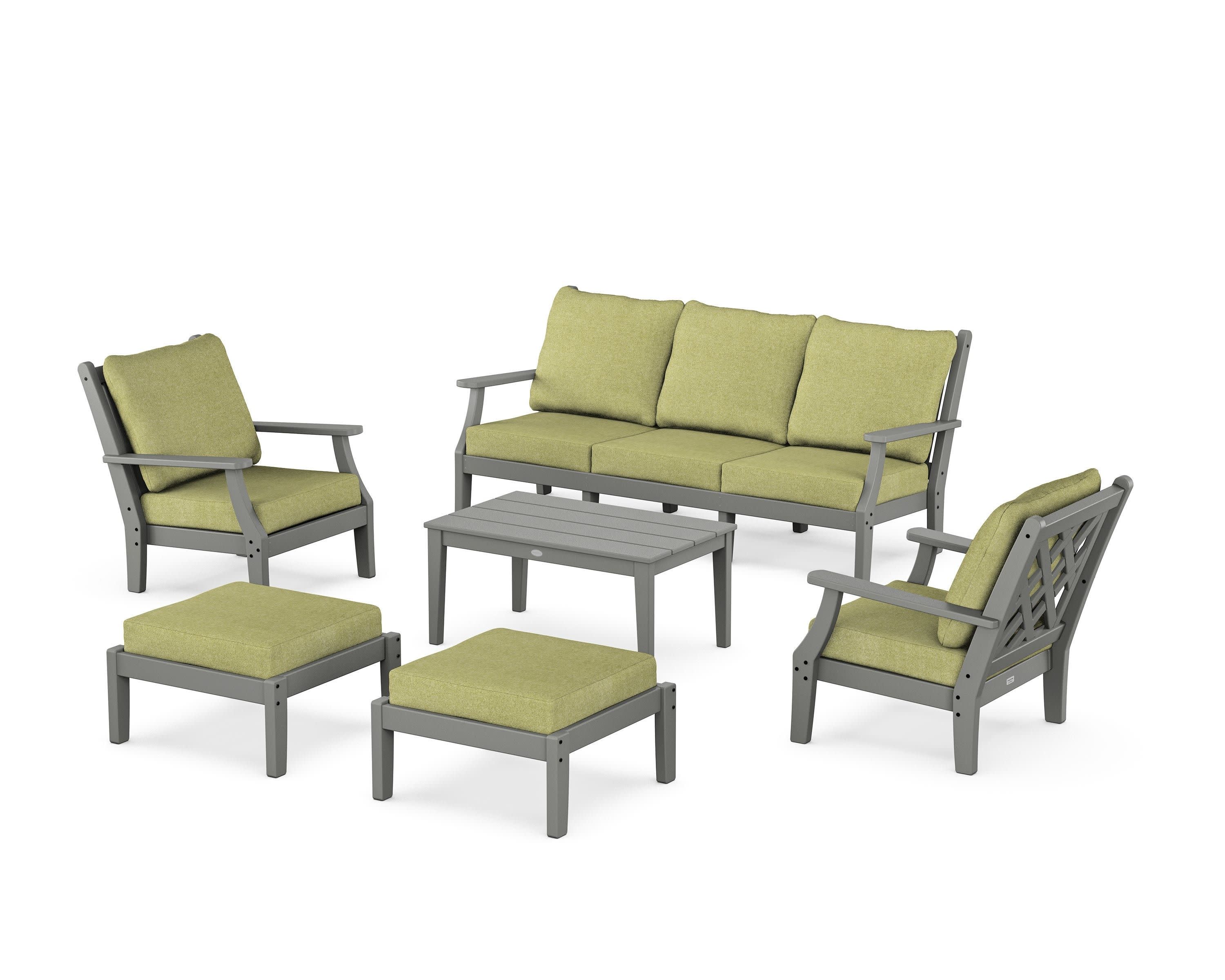 Wovendale 6-Piece Lounge Sofa Set in Slate Grey / Chartreuse Boucle