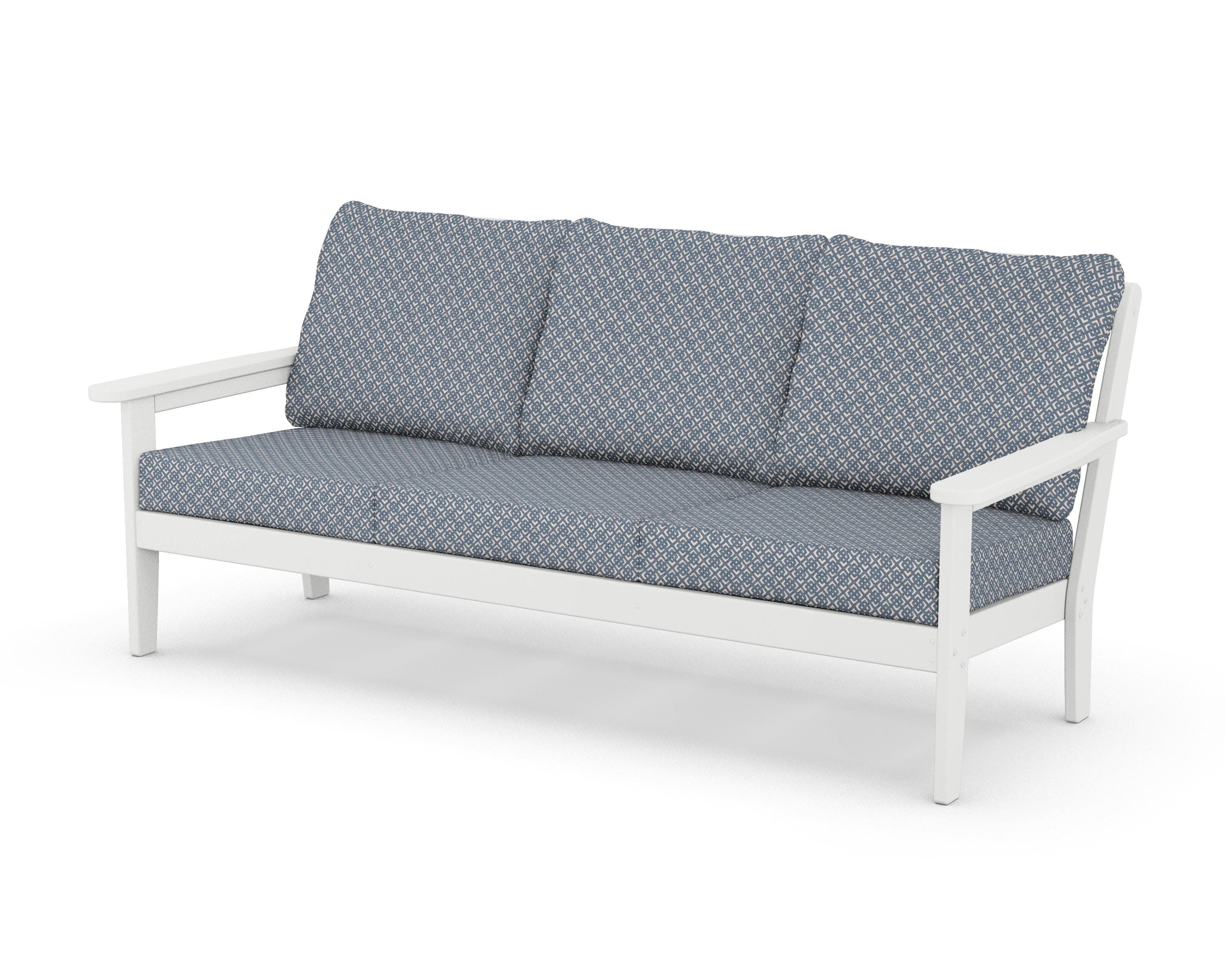 Cottage Deep Seating Sofa in White / Hopscotch