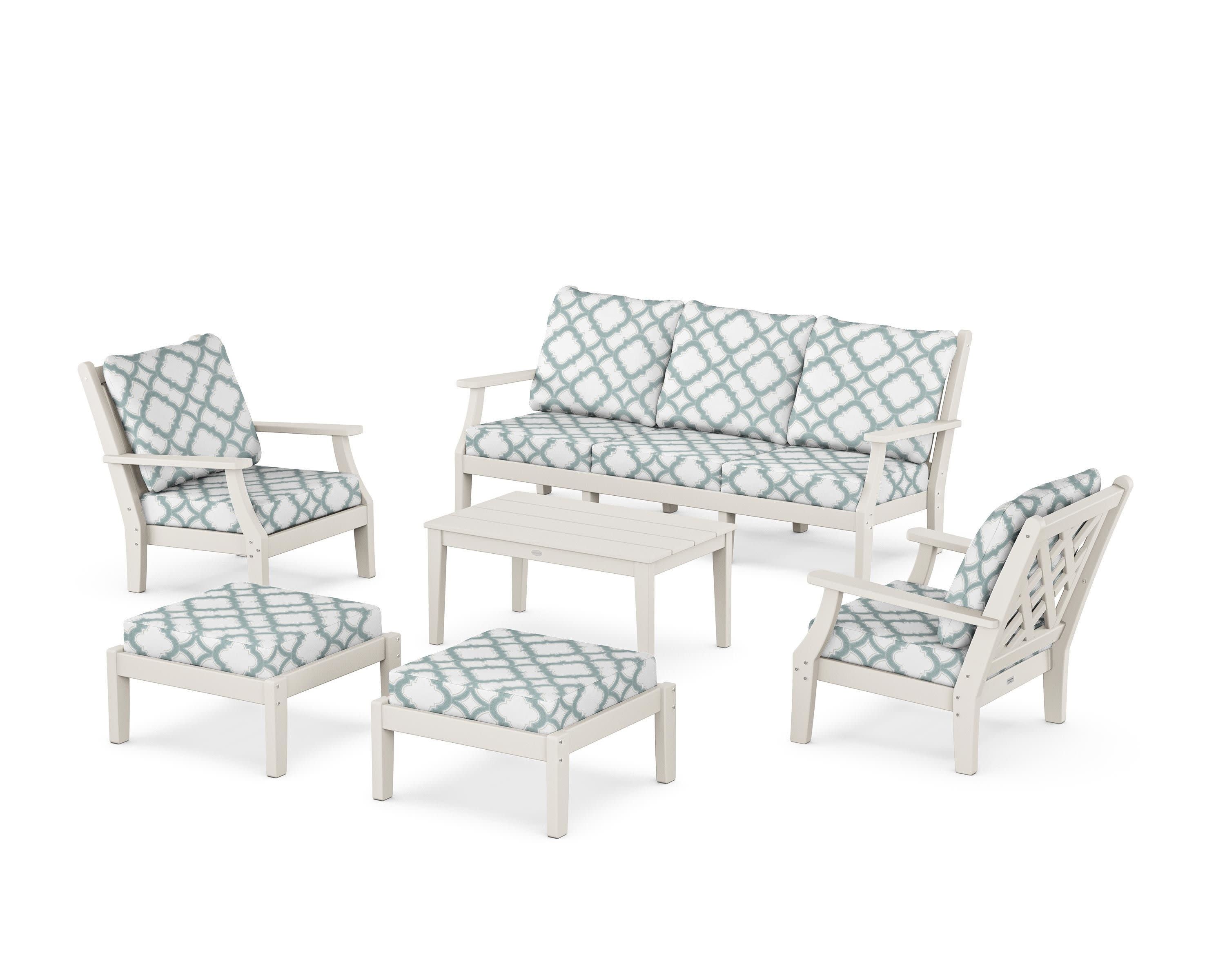 Wovendale 6-Piece Lounge Sofa Set in Sand / Trellis Glacier Spa