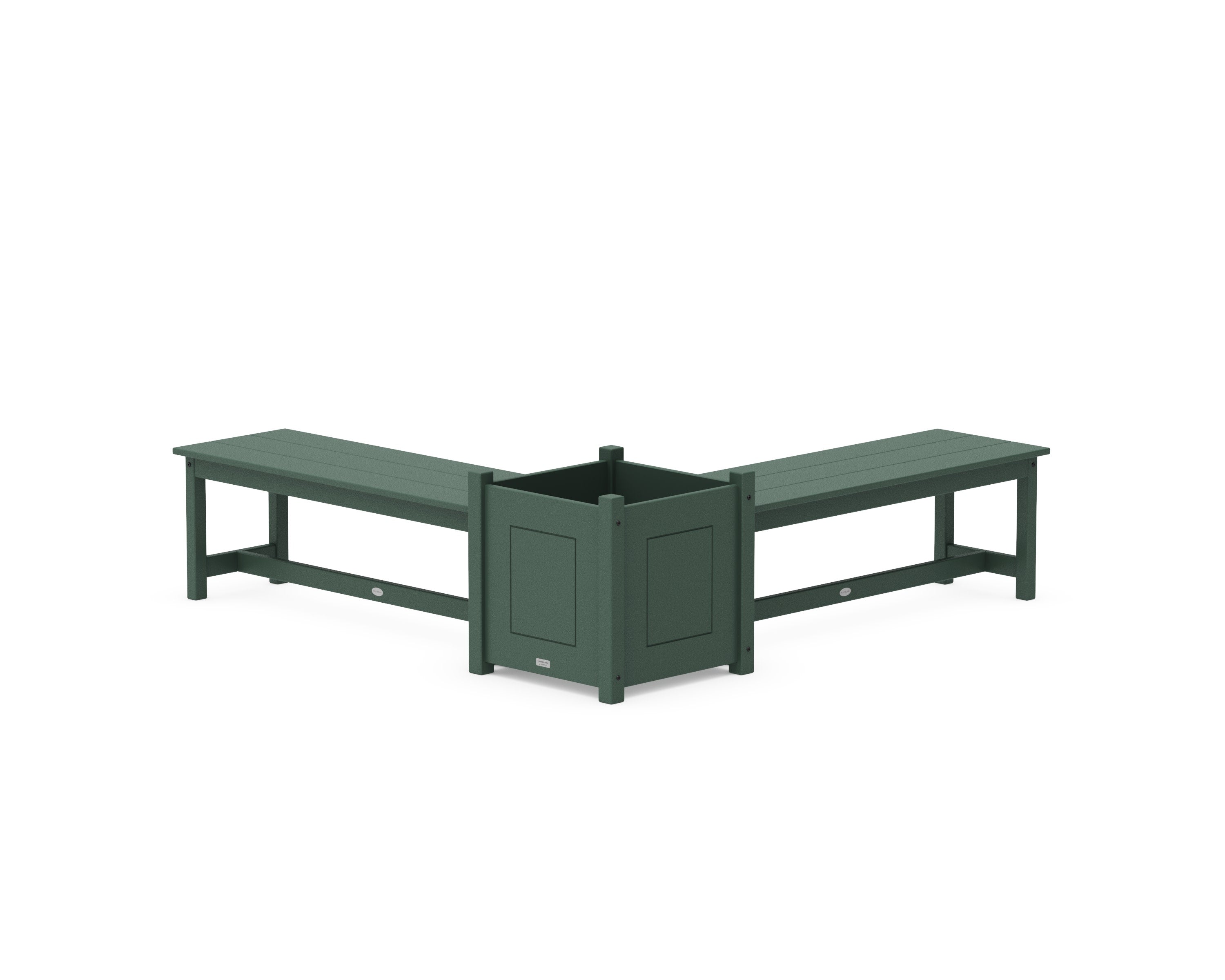 48" Country Living L- Shaped Planter Bench Set- Large in Green