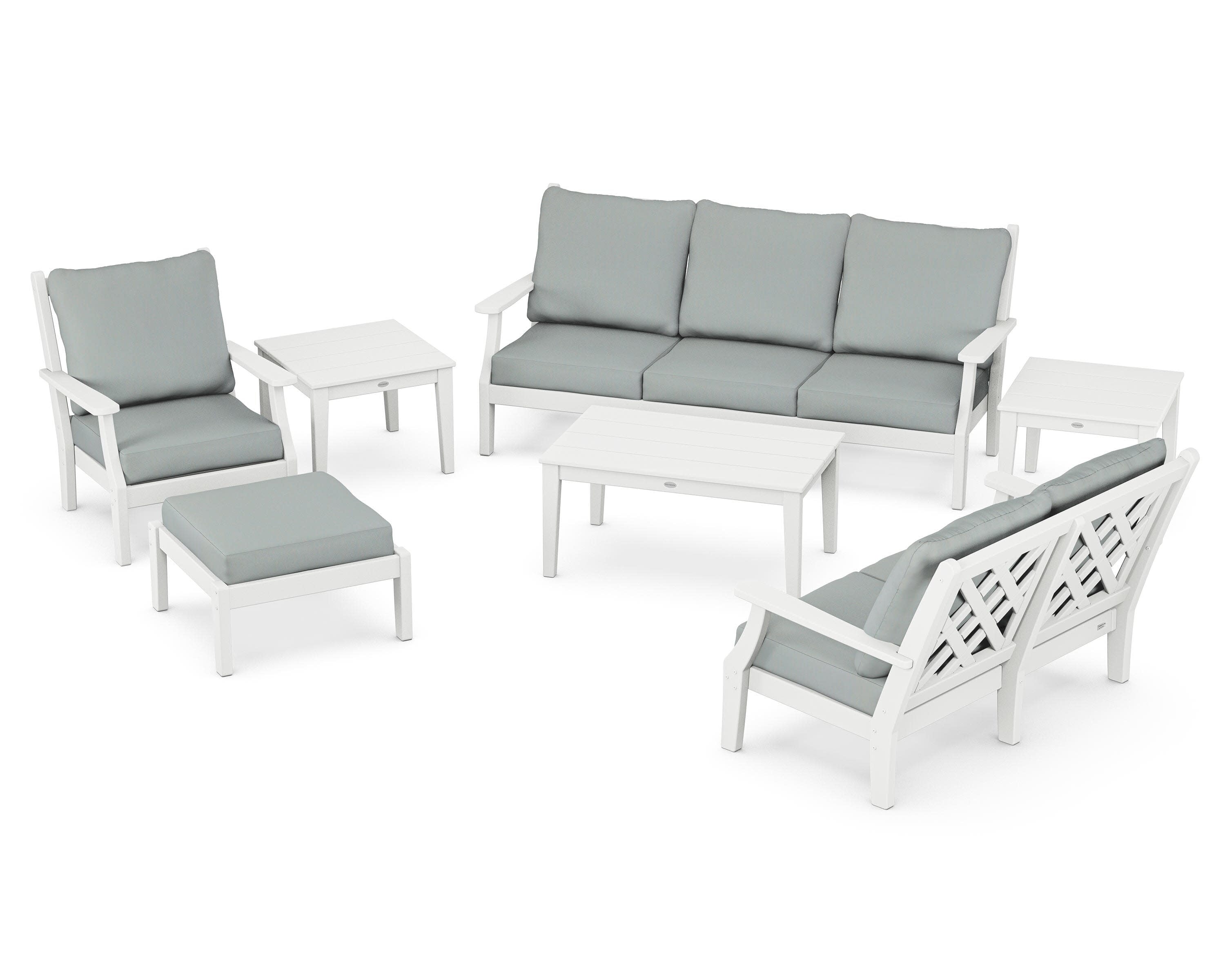 Wovendale 7-Piece Deep Seating Set in White / Spa