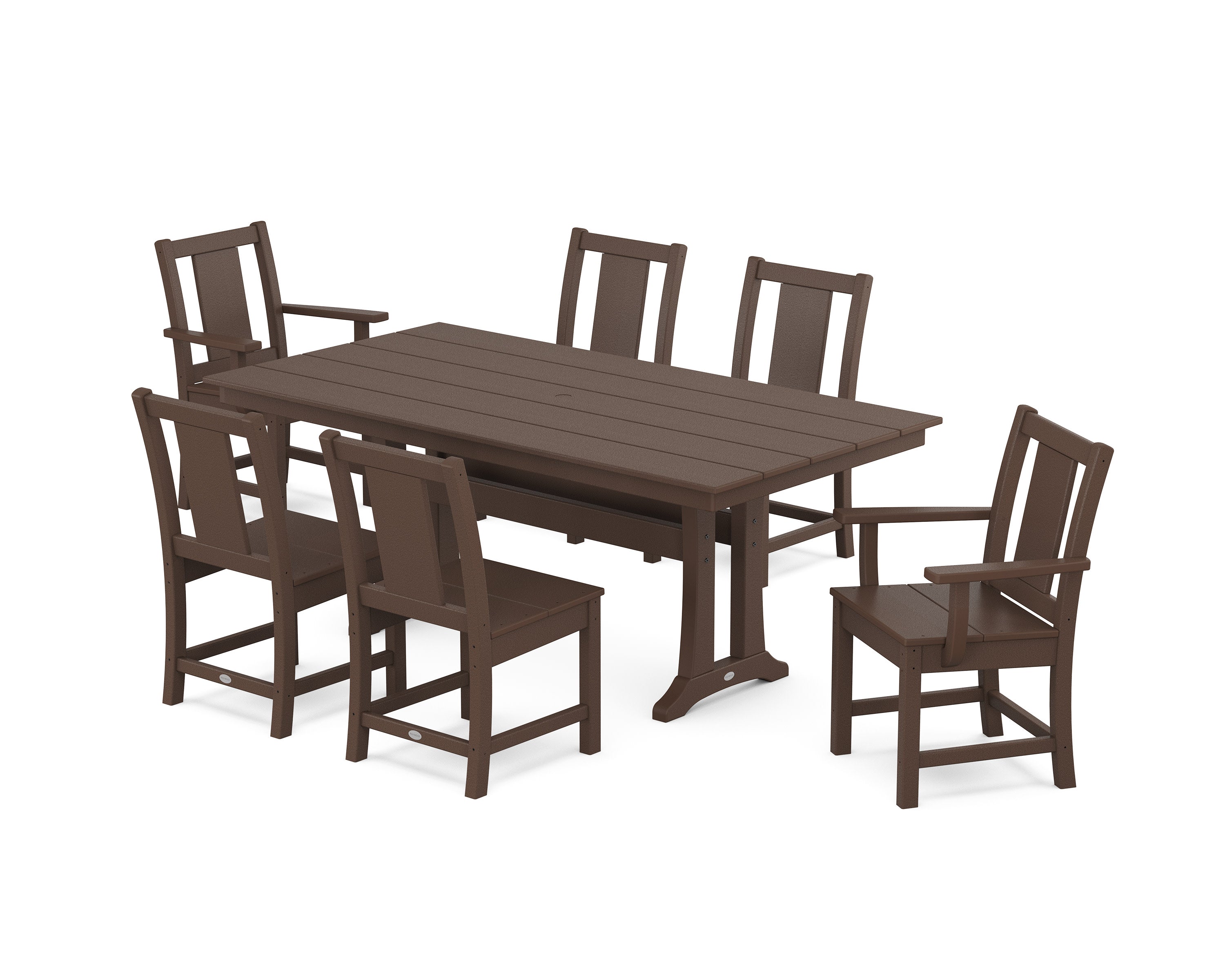 Prairie 7-Piece Farmhouse Dining Set with Trestle Legs in Mahogany