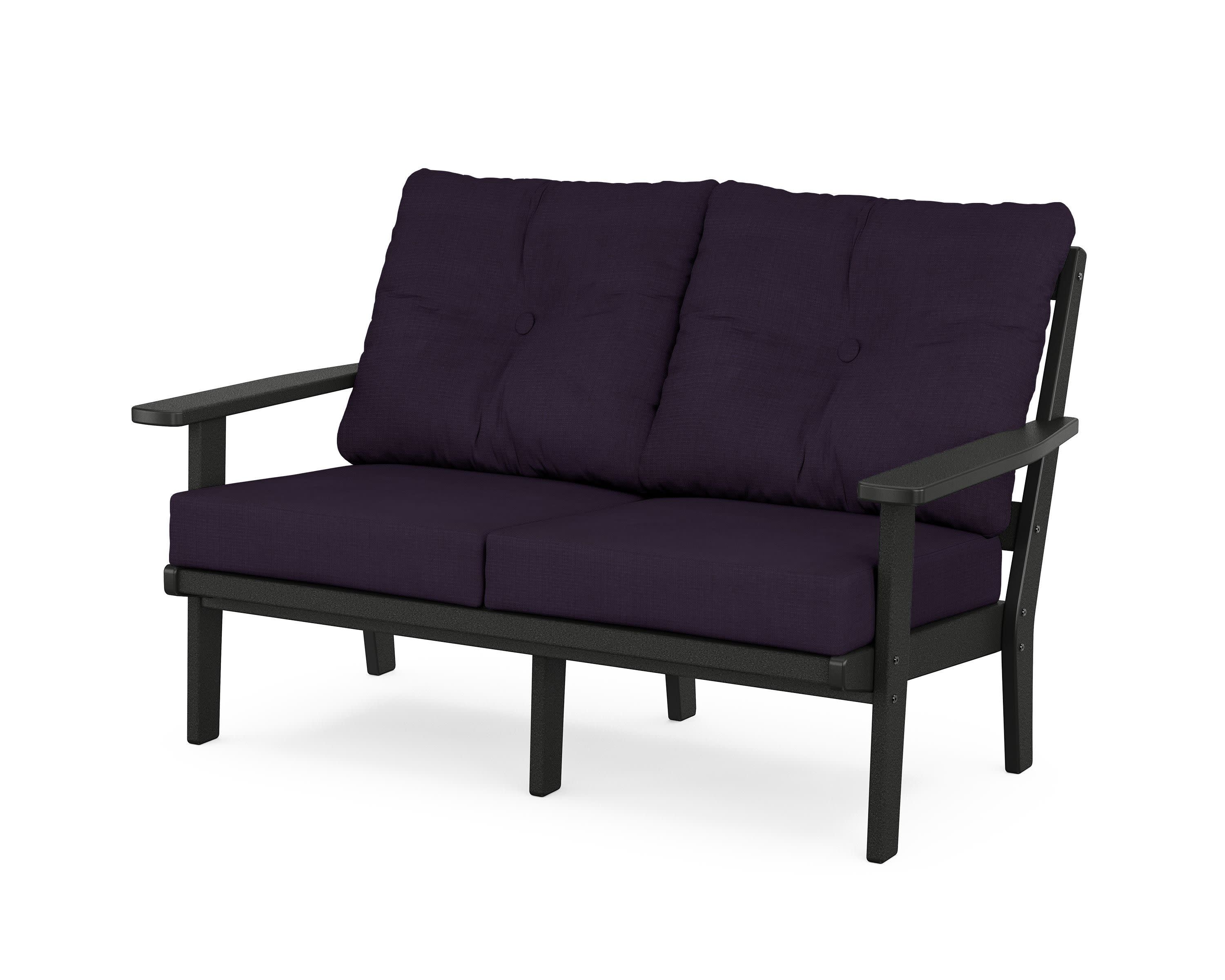 Prairie Deep SeatingLoveseat in Black / Navy Linen