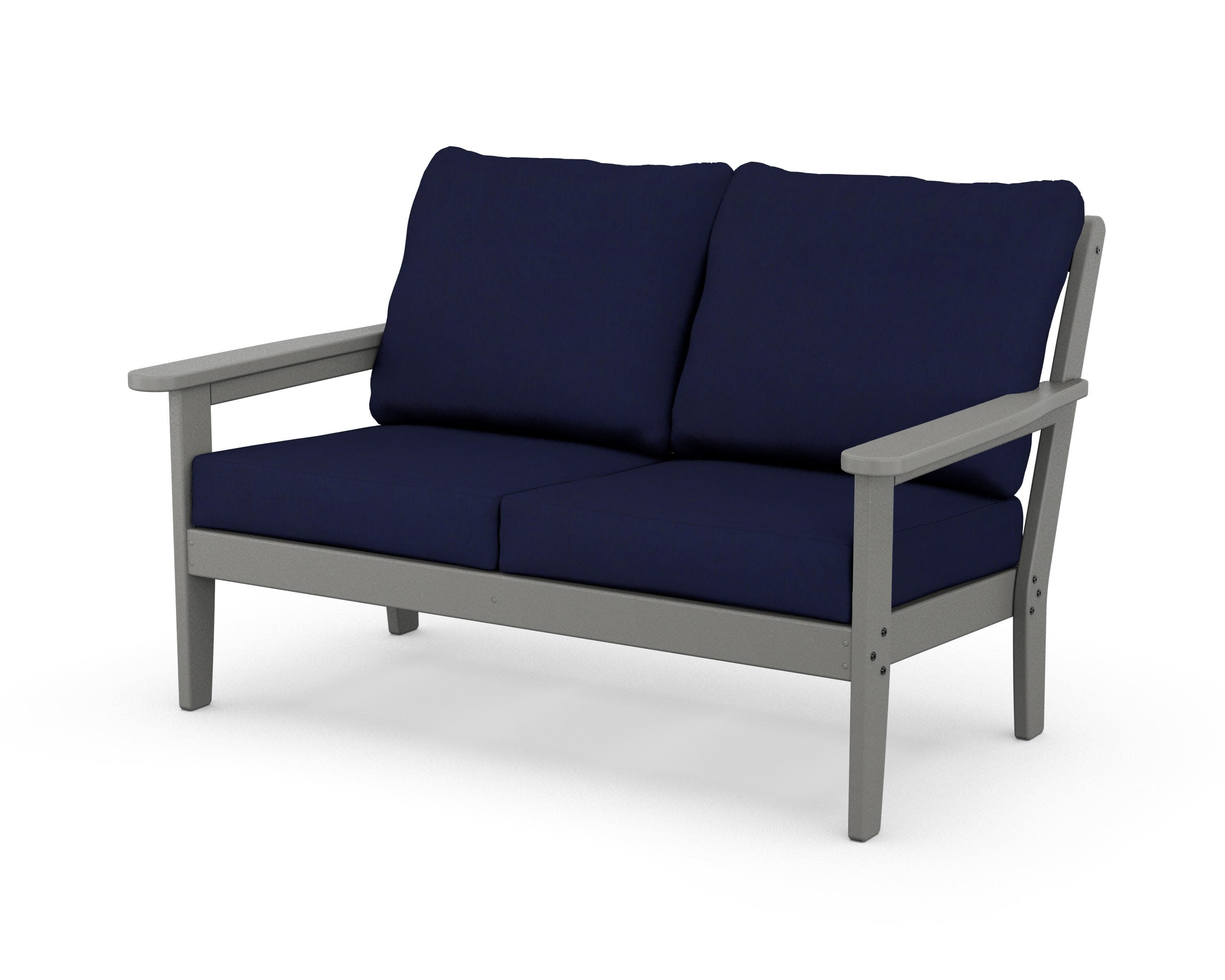 Cottage Deep Seating Loveseat in Slate Grey / Navy