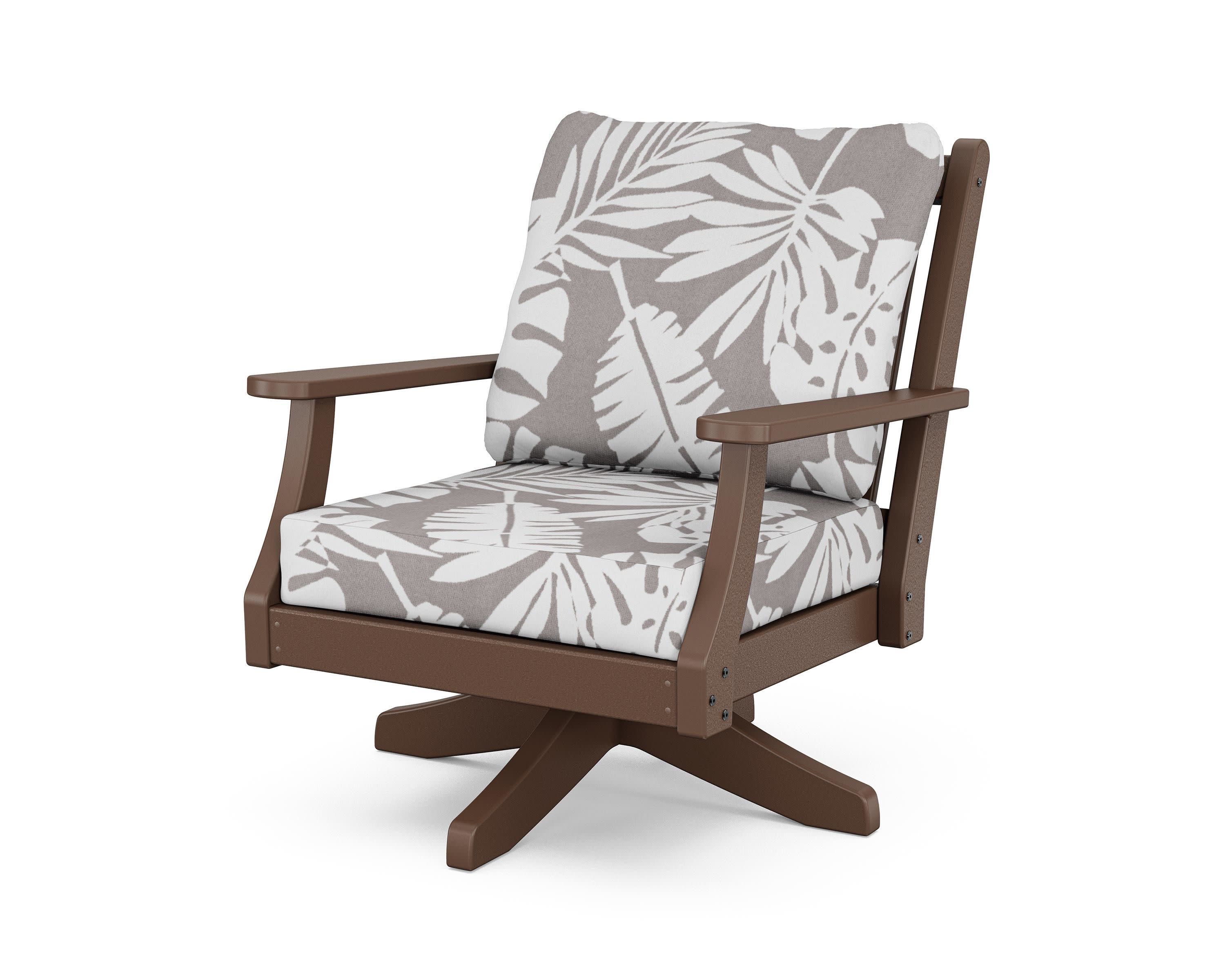 Wovendale Deep Seating Swivel Chair in Mahogany / Leaf Grey Mist