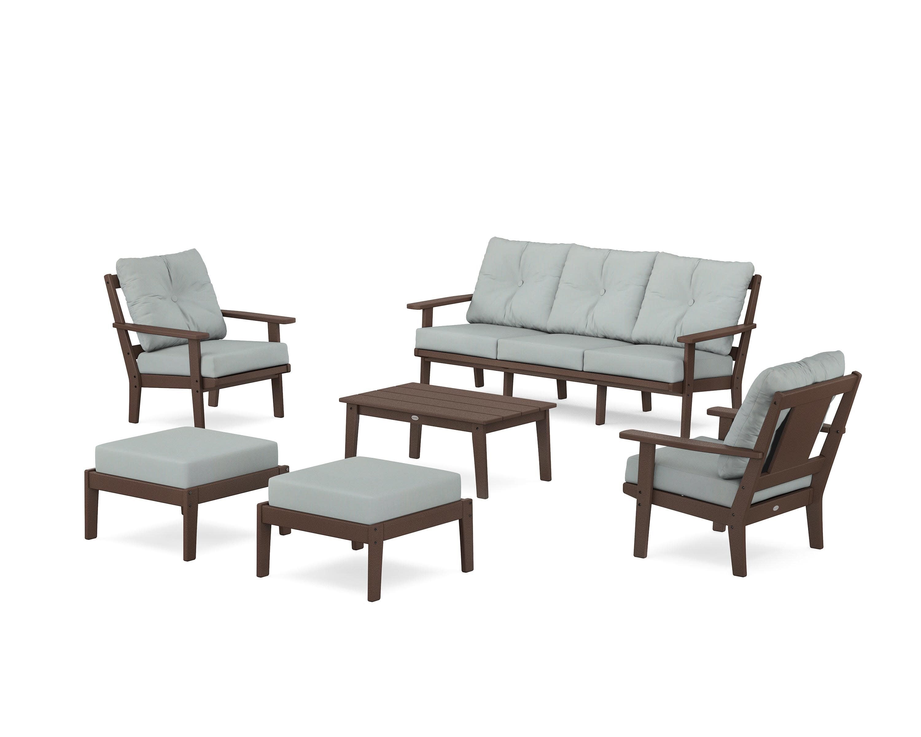 Prairie 6-Piece Lounge Sofa Set in Mahogany / Spa