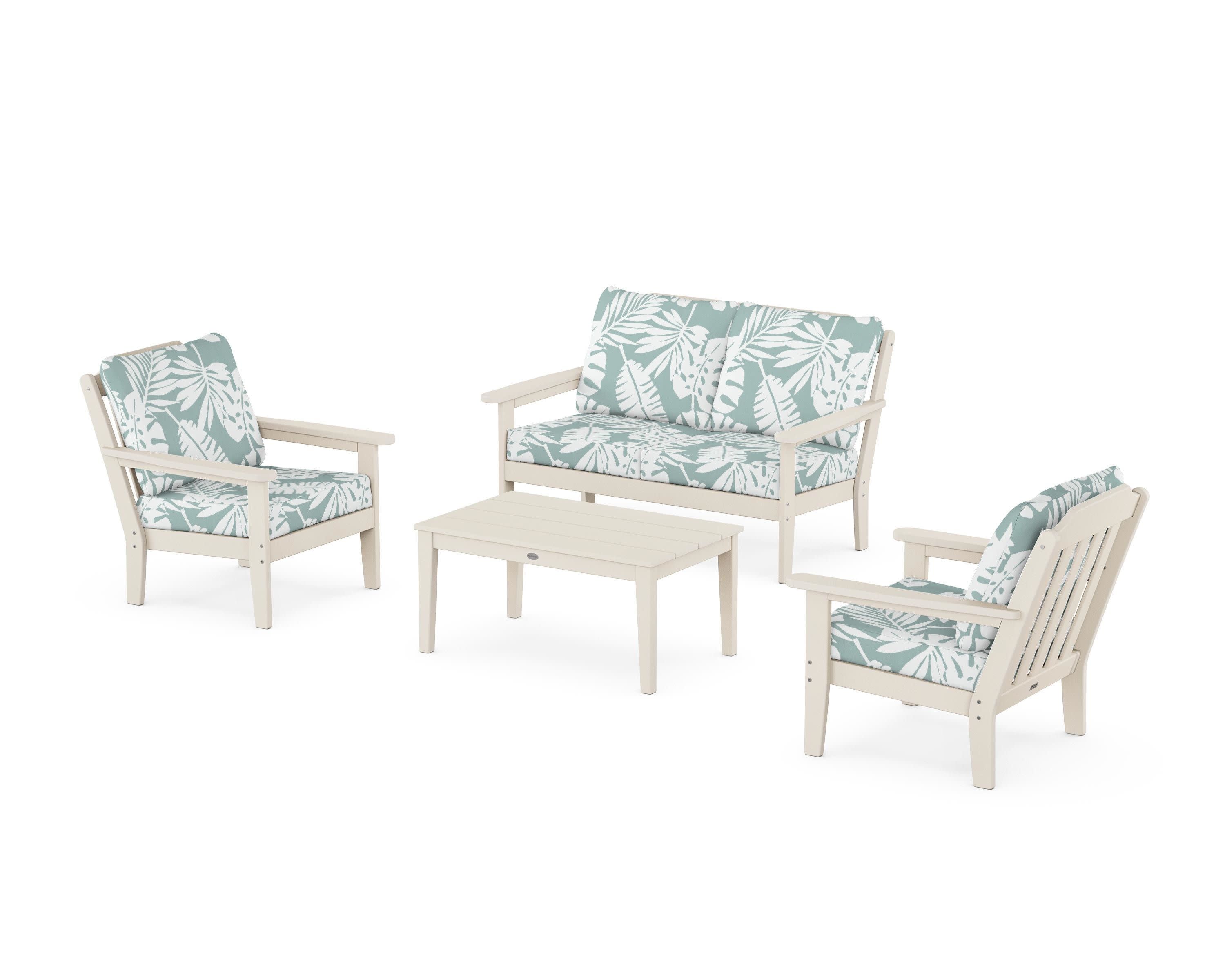 Cottage 4-Piece Deep Seating Set with Loveseat in Sand / Leaf Glacier Spa