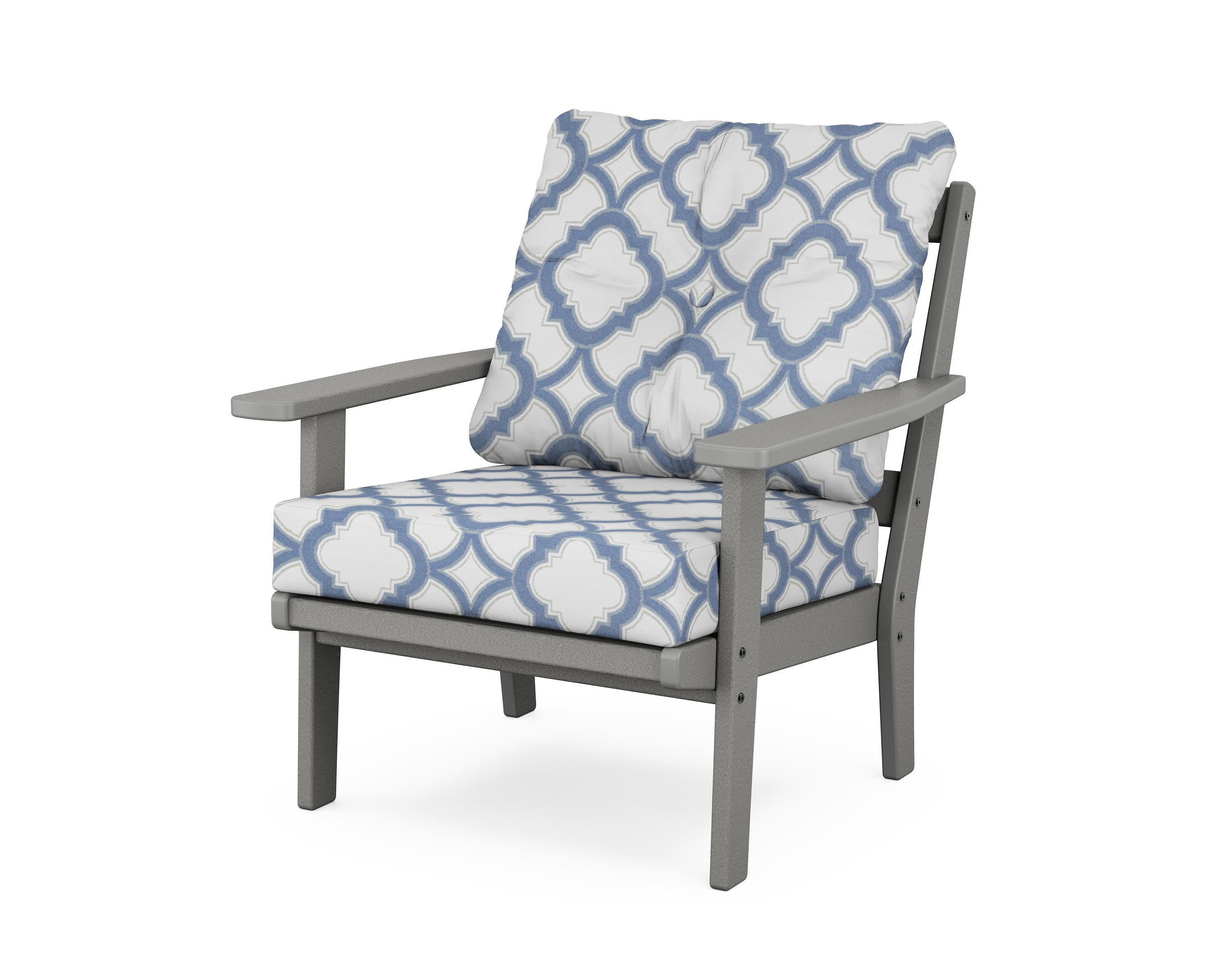Prairie Deep Seating Chair in Slate Grey / Trellis Sky Blue