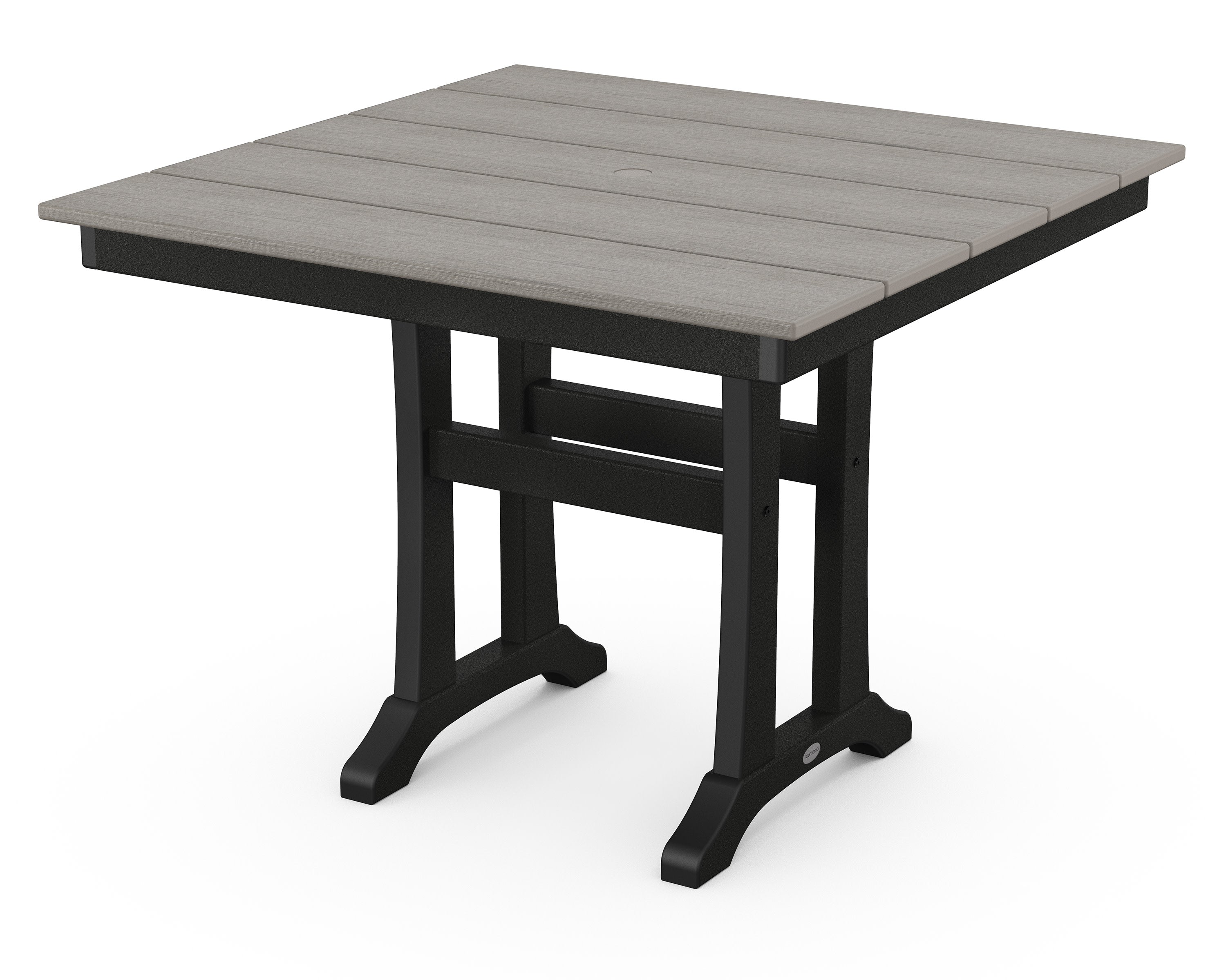 Farmhouse Trestle 37" Dining Table in Black / Driftwood