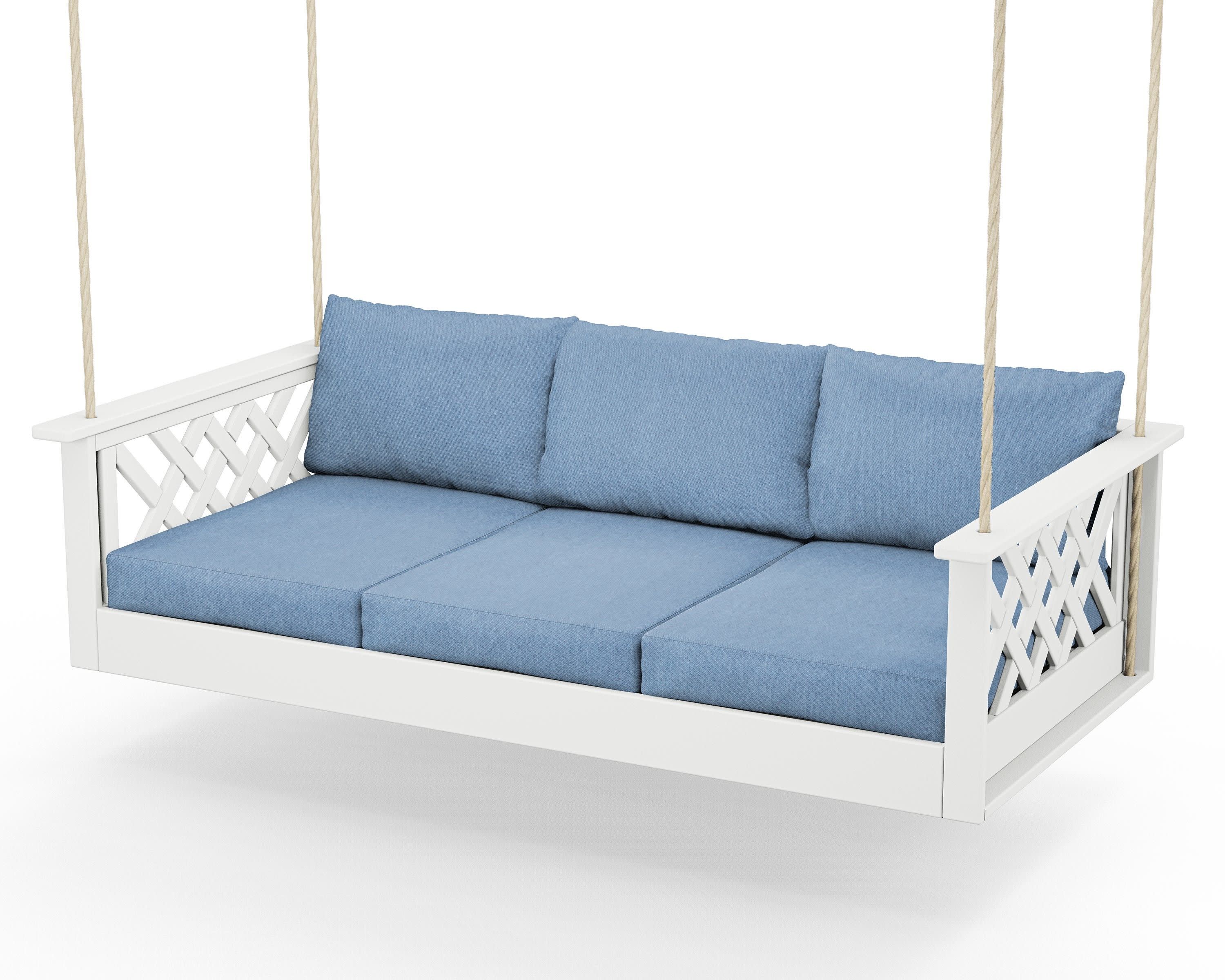 Wovendale Daybed Swing in White / Sky Blue