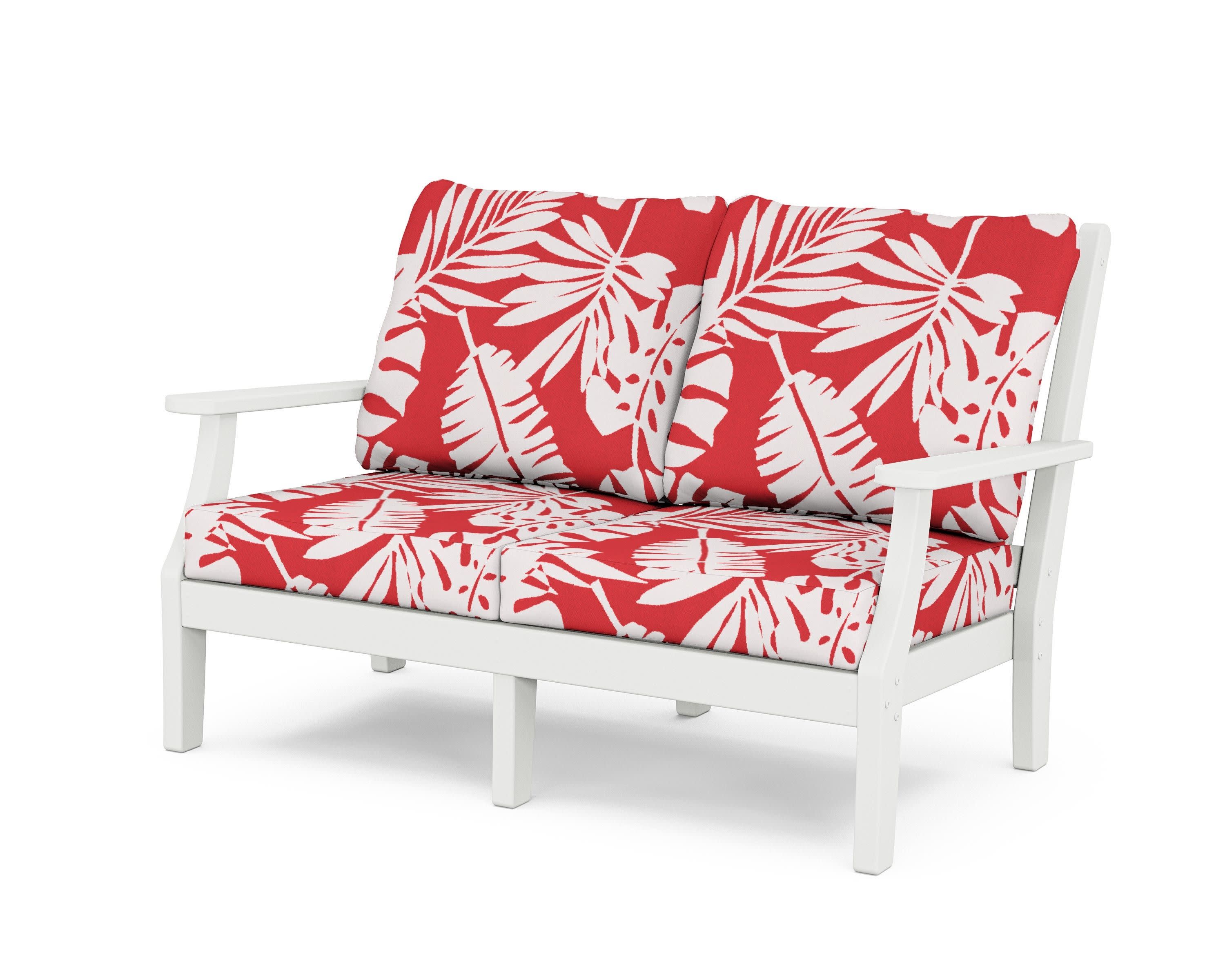 Wovendale Deep Seating Loveseat in White / Leaf Crimson