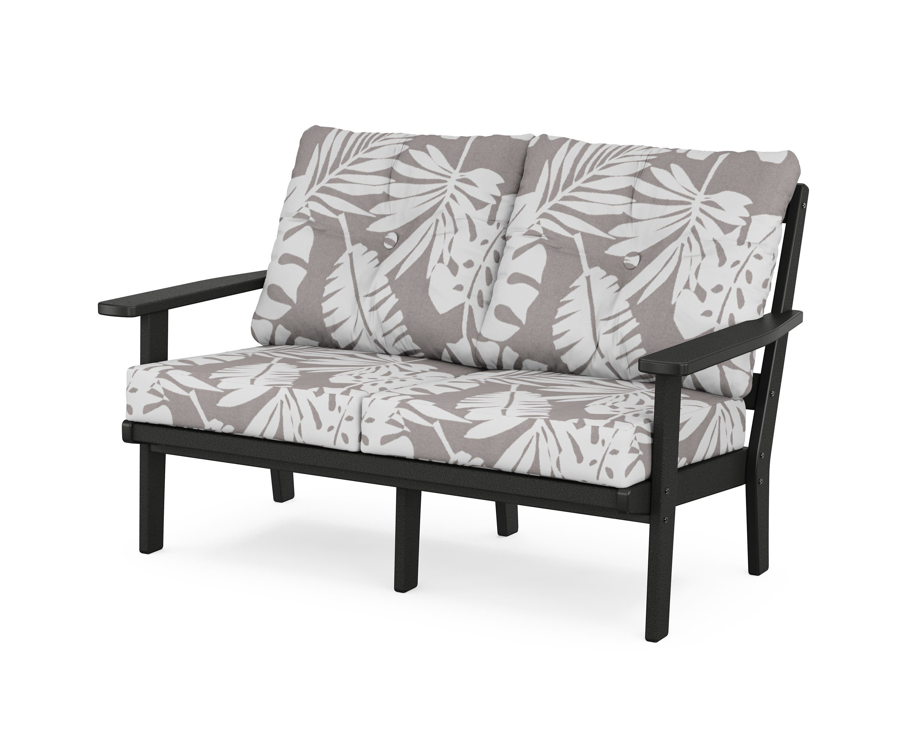 Prairie Deep SeatingLoveseat in Black / Leaf Grey Mist