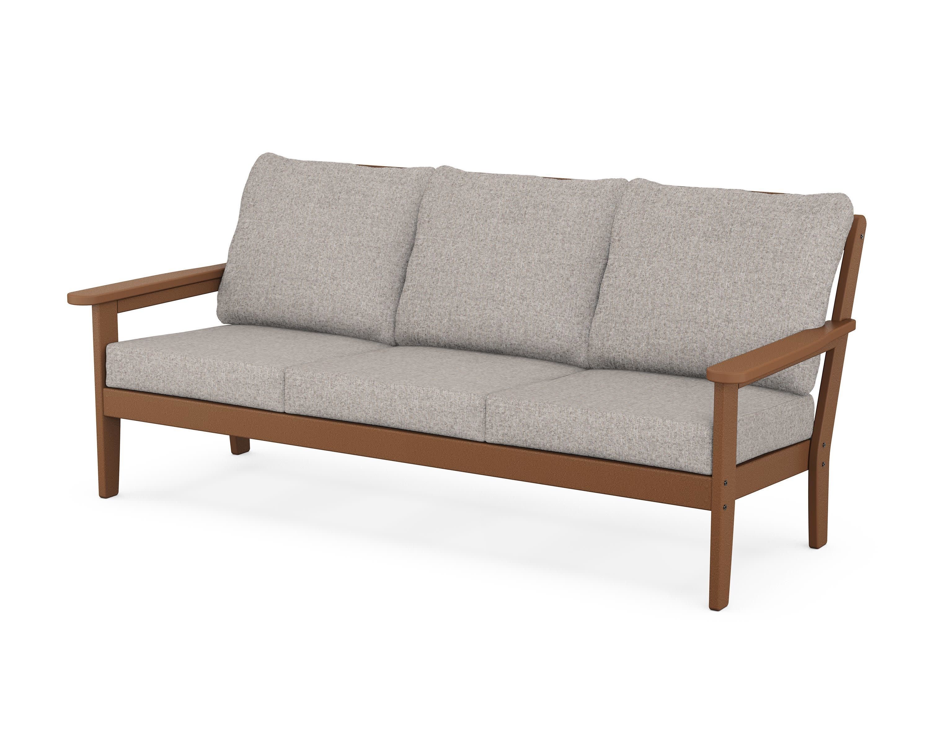 Cottage Deep Seating Sofa in Teak / Weathered Tweed