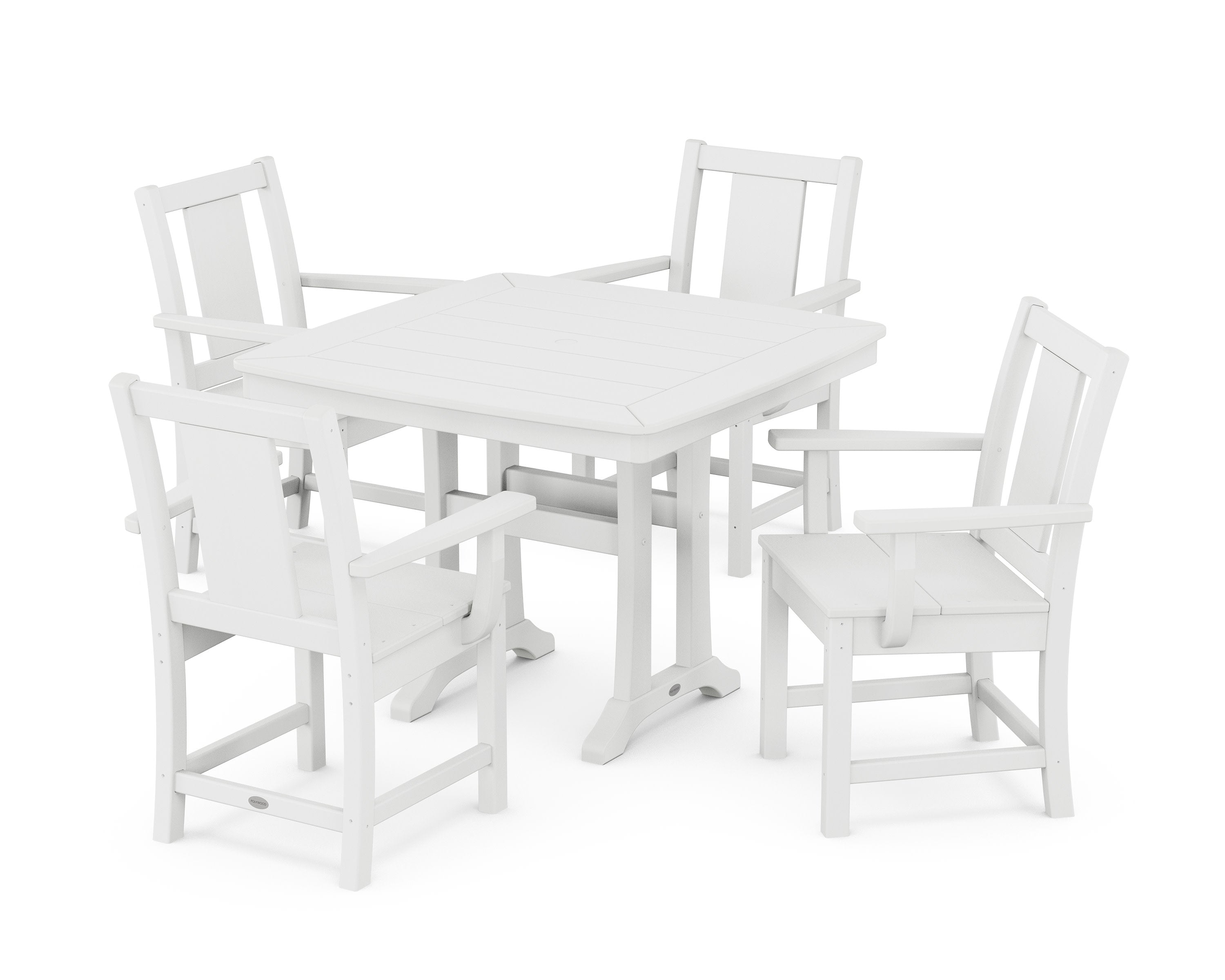 Prairie 5-Piece Dining Set with Trestle Legs in White