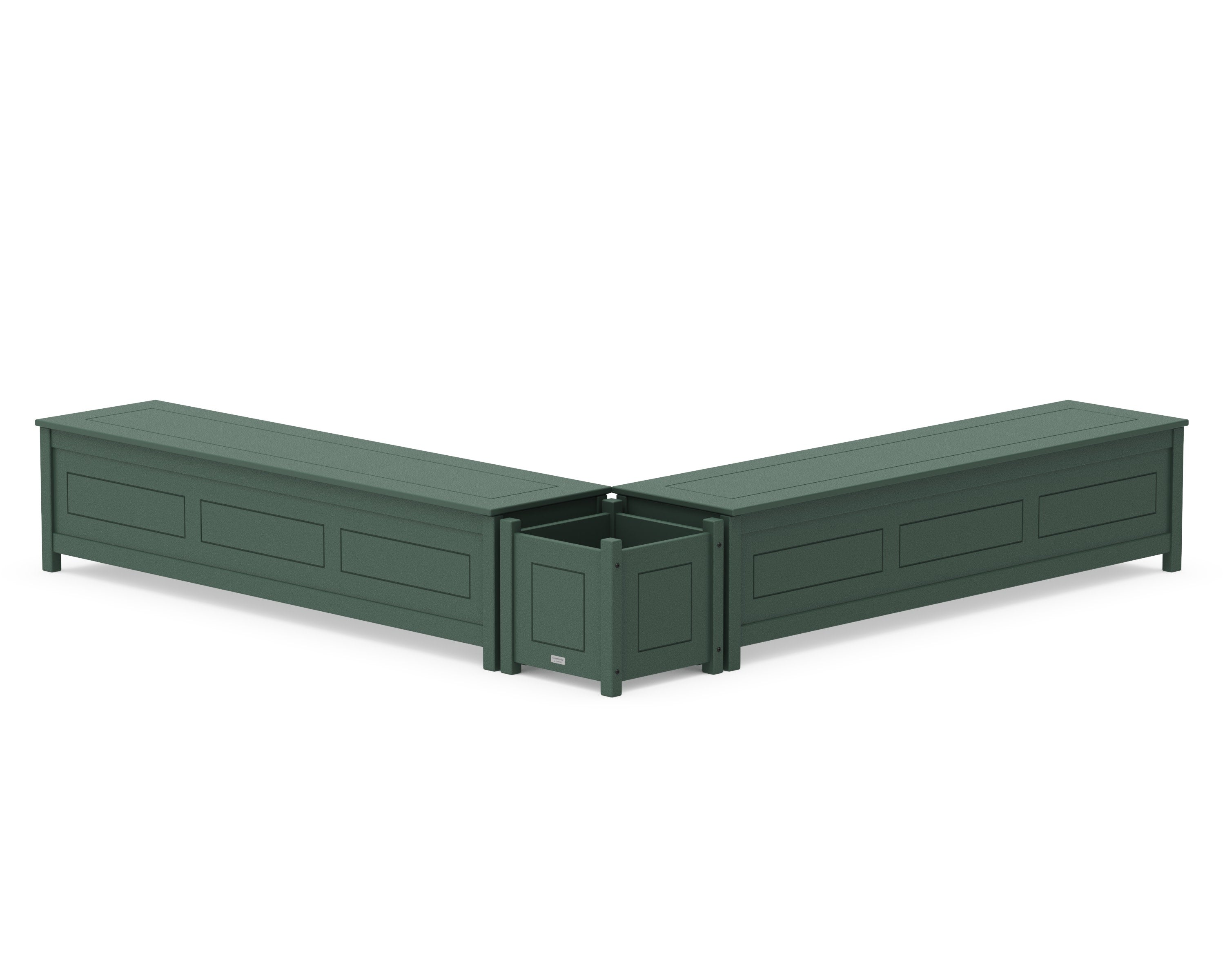 72" Country Living L- Shaped Planter Storage Bench Set in Green