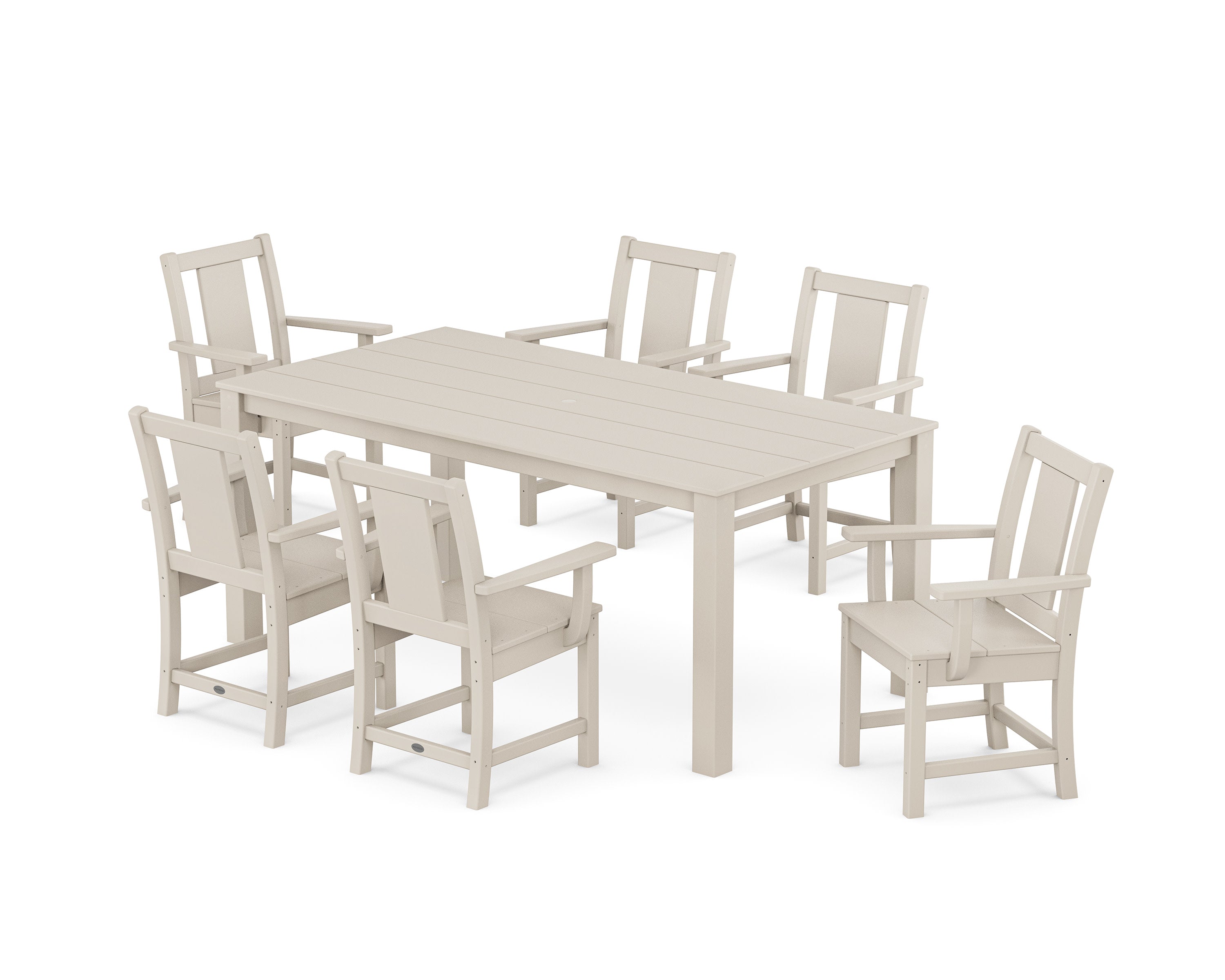 Prairie Arm Chair 7-Piece Parsons Dining Set in Sand